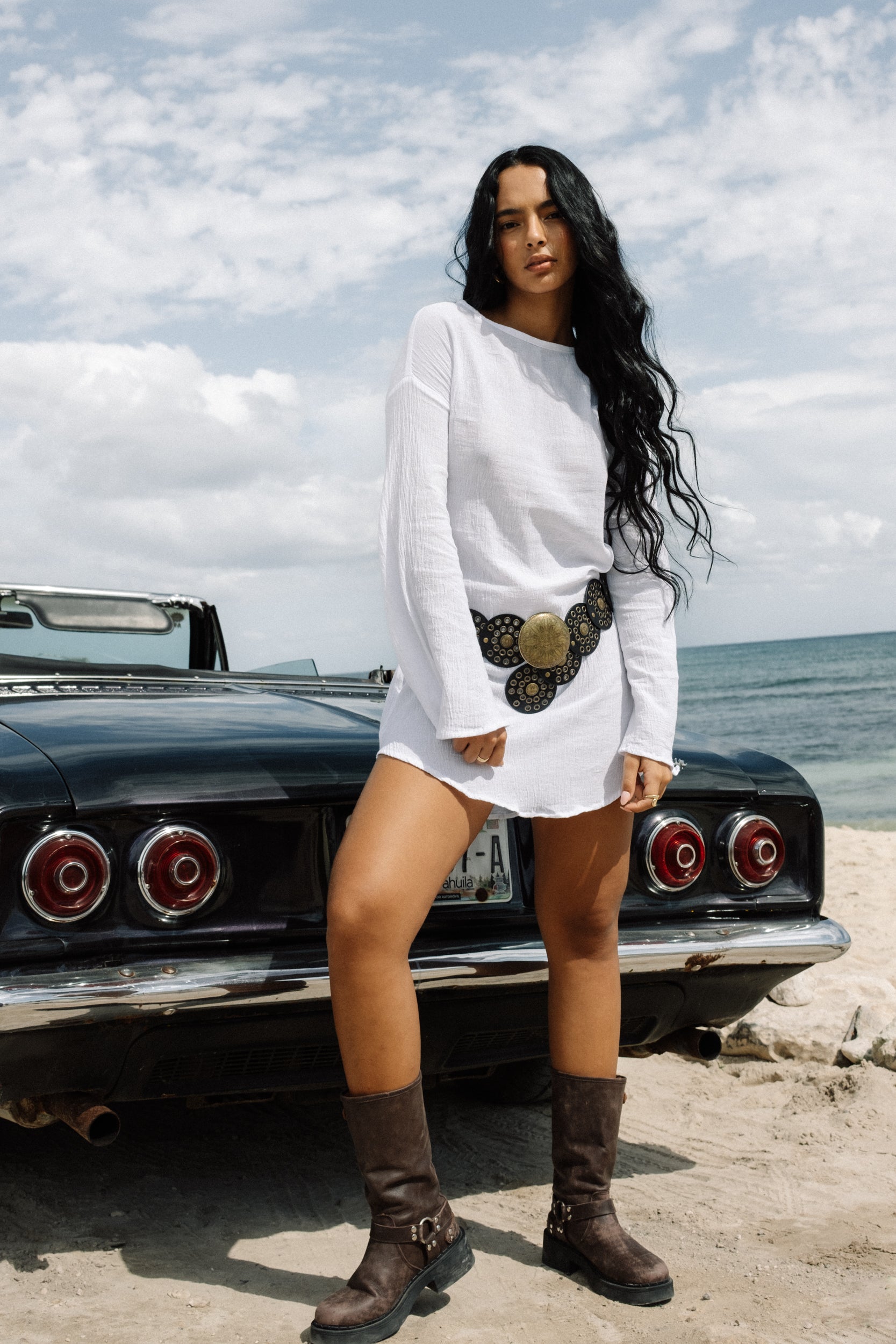 Soleil Cotton Dress with Loose Sleeves