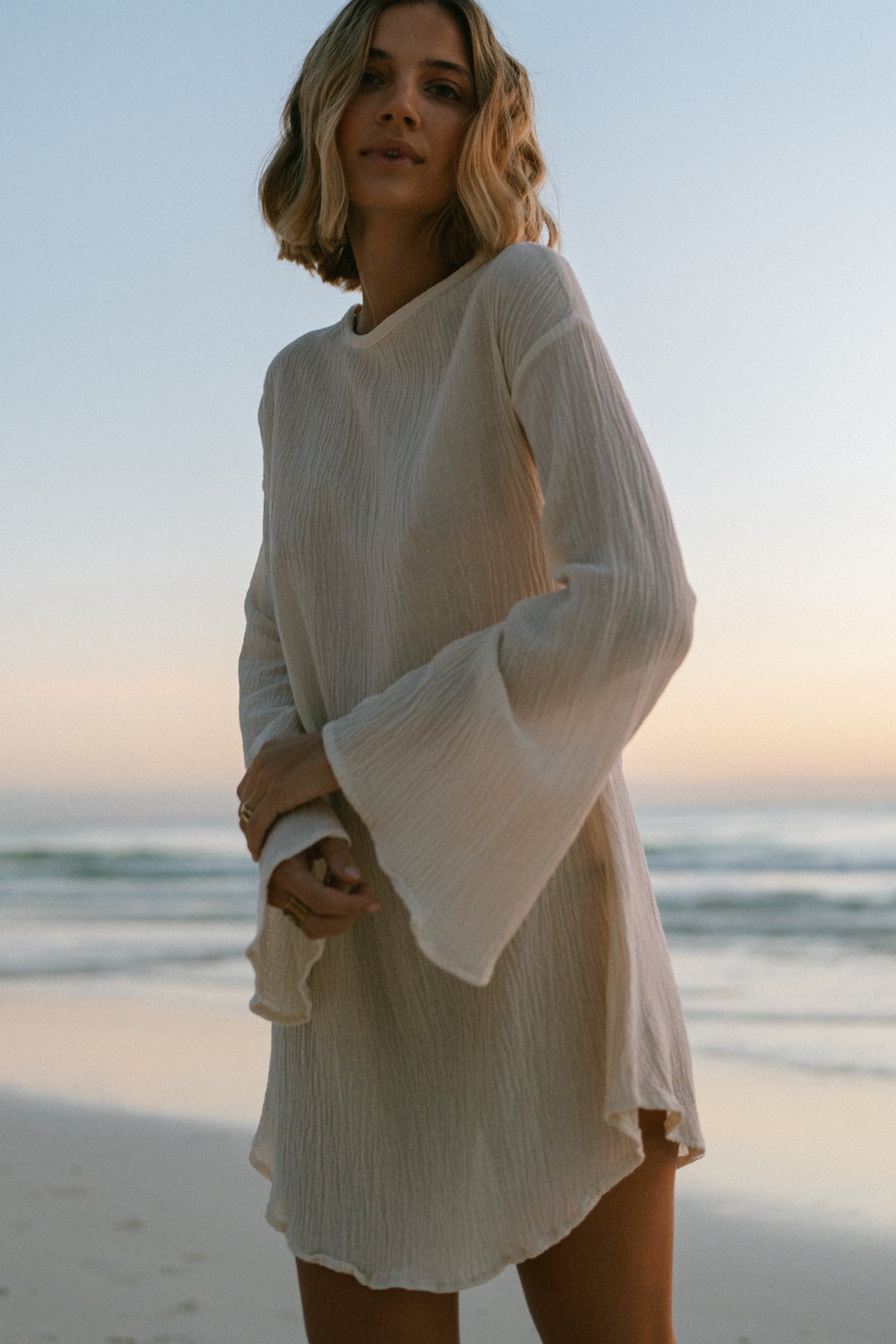 Soleil Cotton Dress with Loose Sleeves