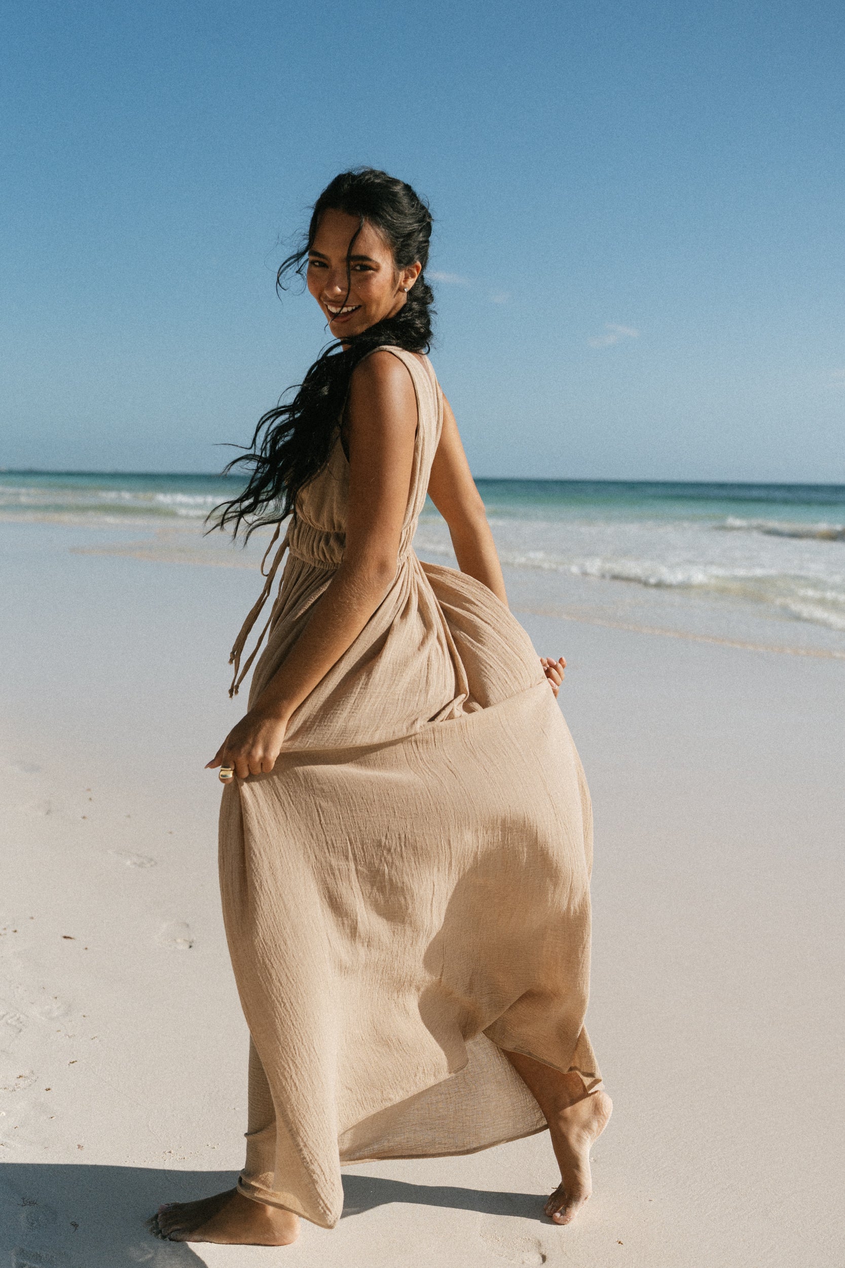 Estela Long Sleeveless Chiffon Dress