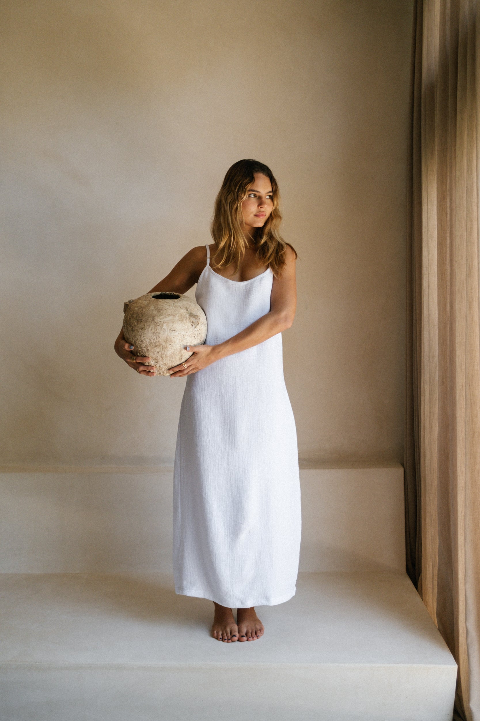 Cotton Island Dress with Straps