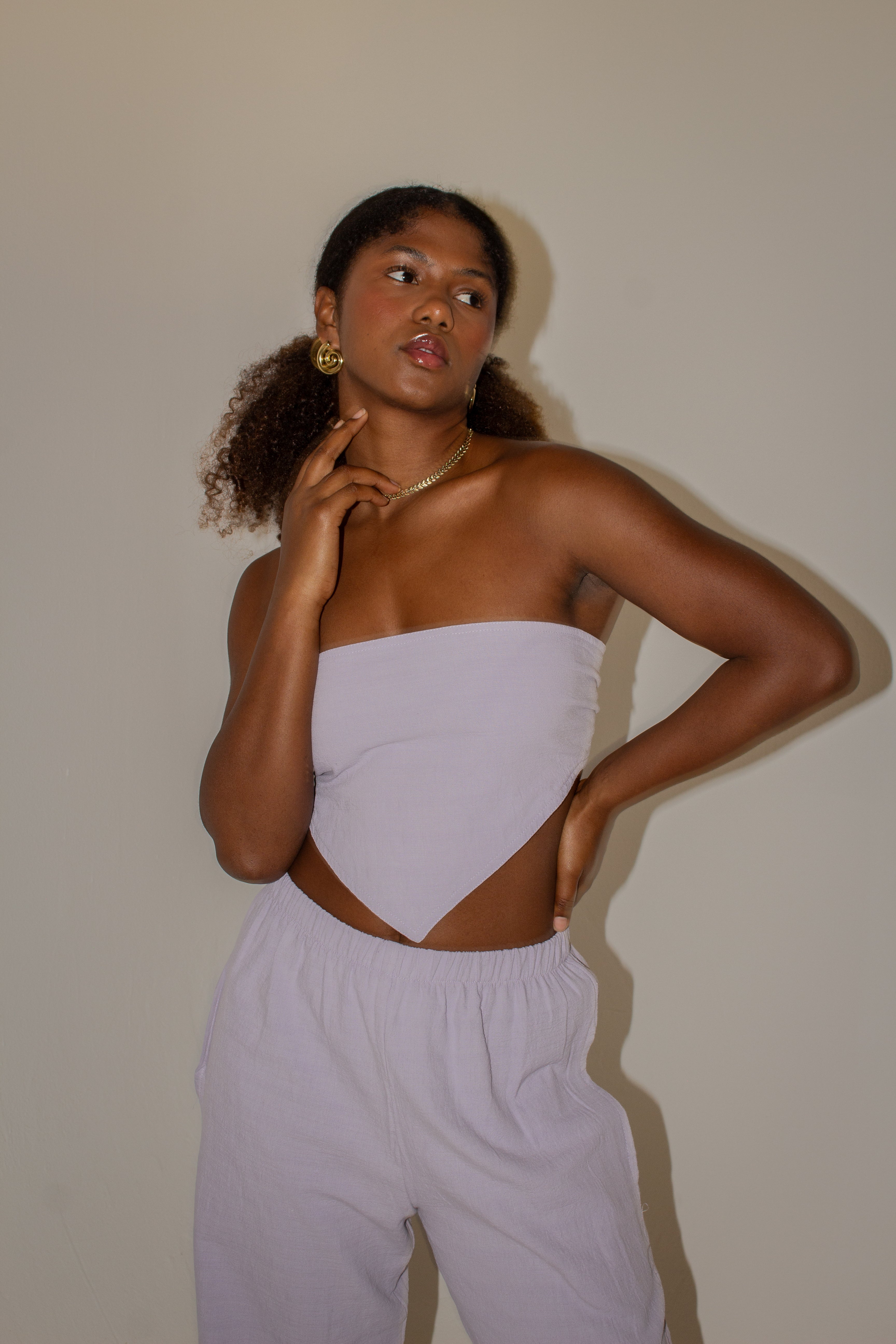 Serena Pants Set with Amalia Strapless Linen Top