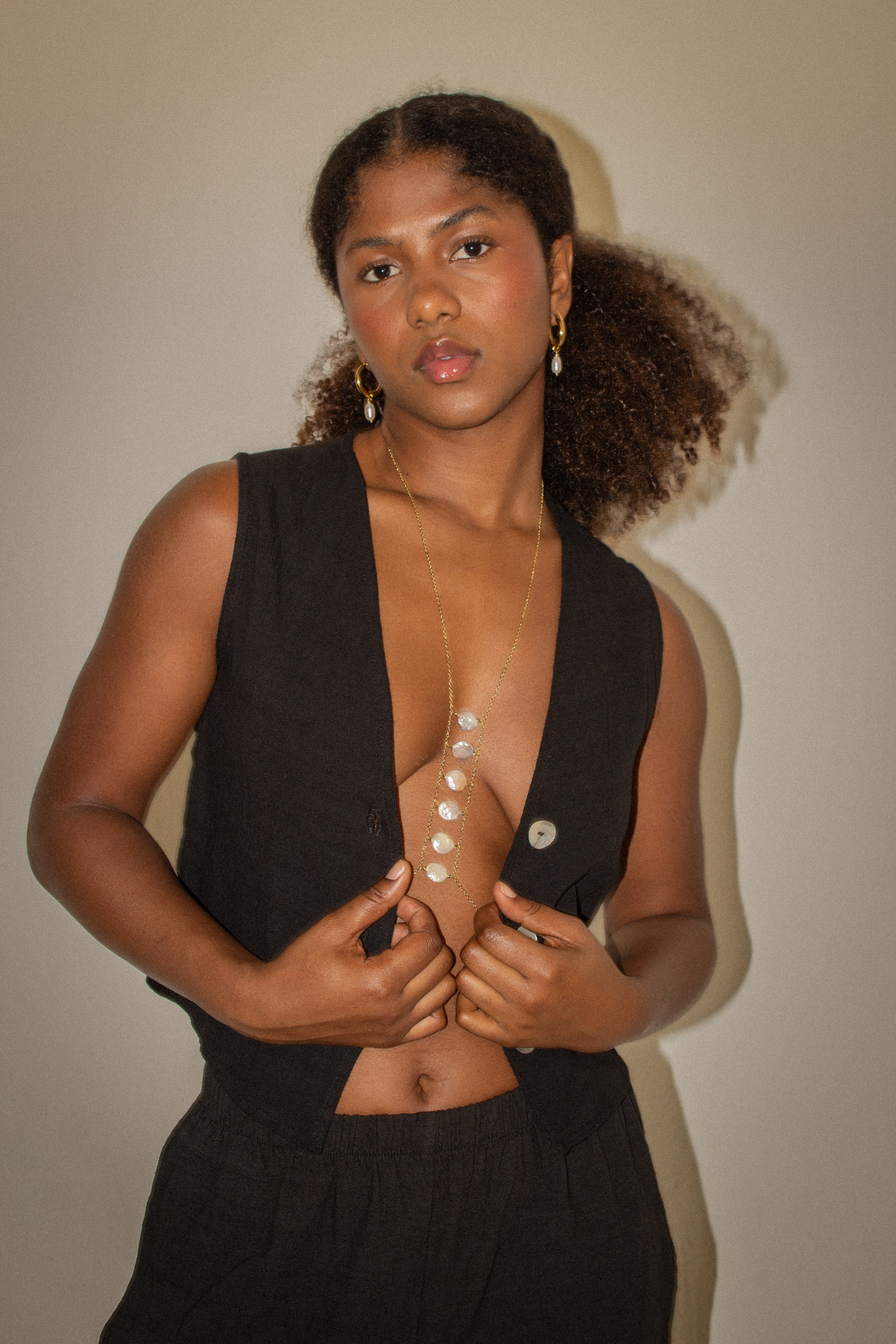 Amalfi Linen Vest with Buttons