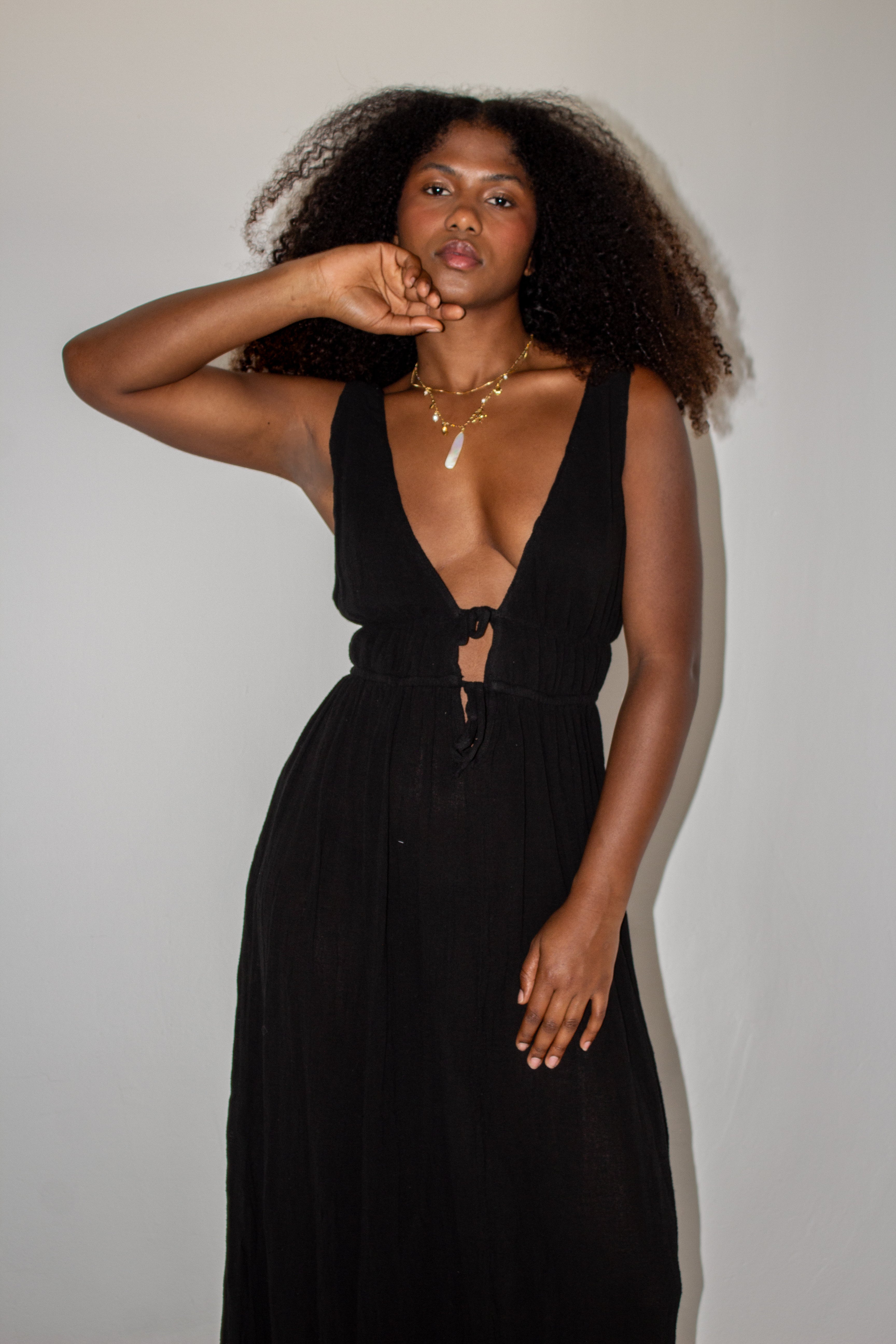 Estela Long Sleeveless Chiffon Dress