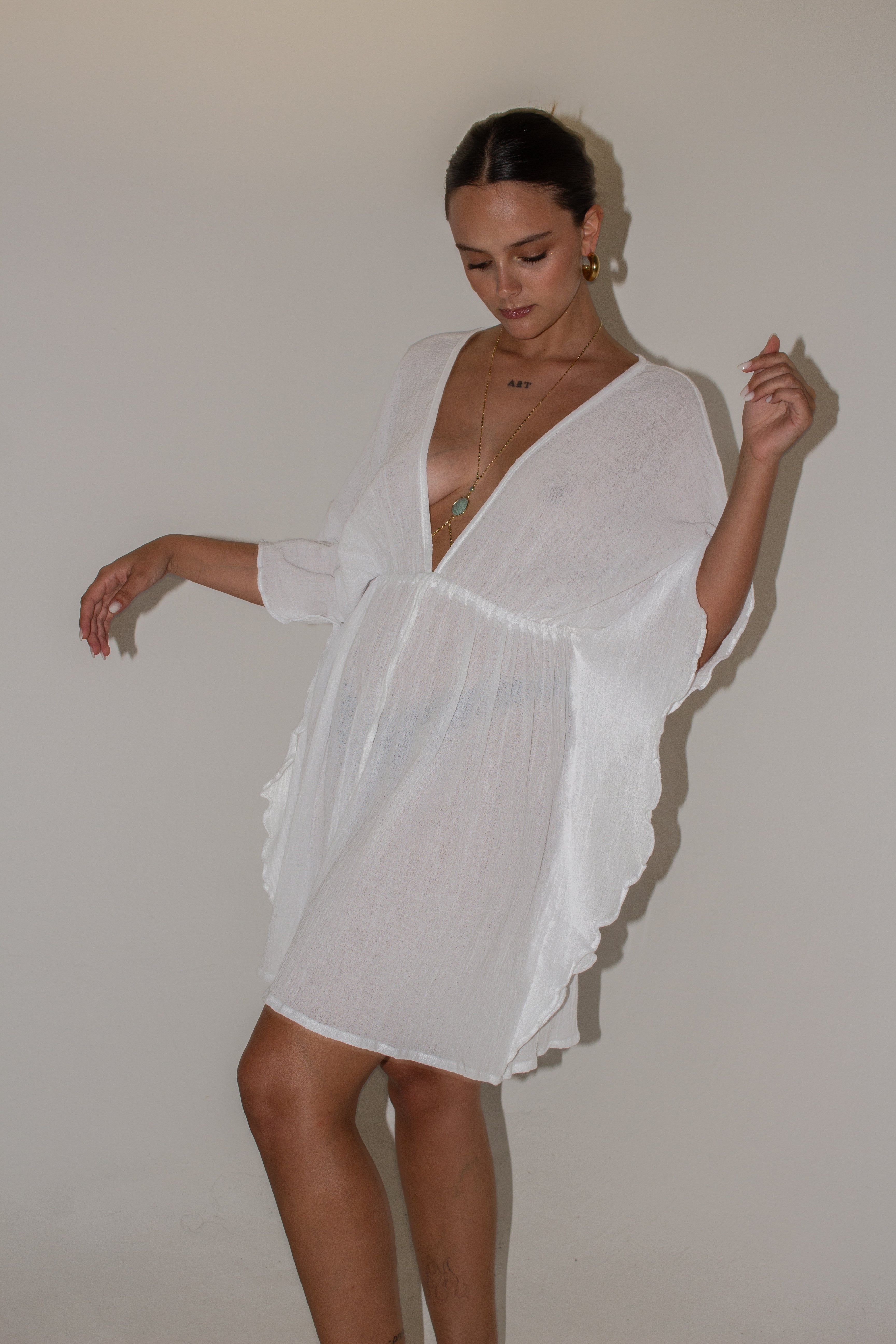 Aurora Short Chiffon Dress with Side Ruffles