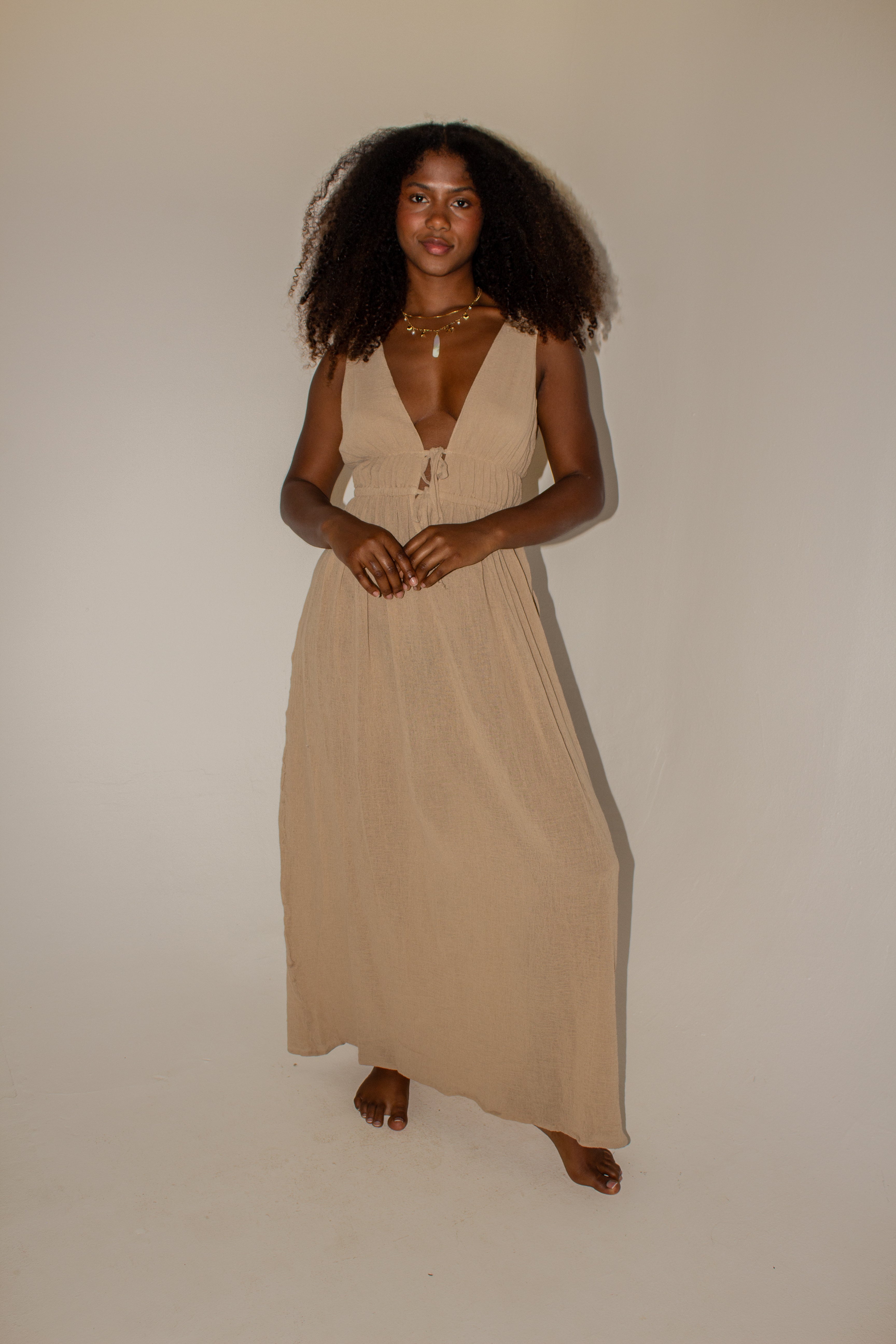 Estela Long Sleeveless Chiffon Dress