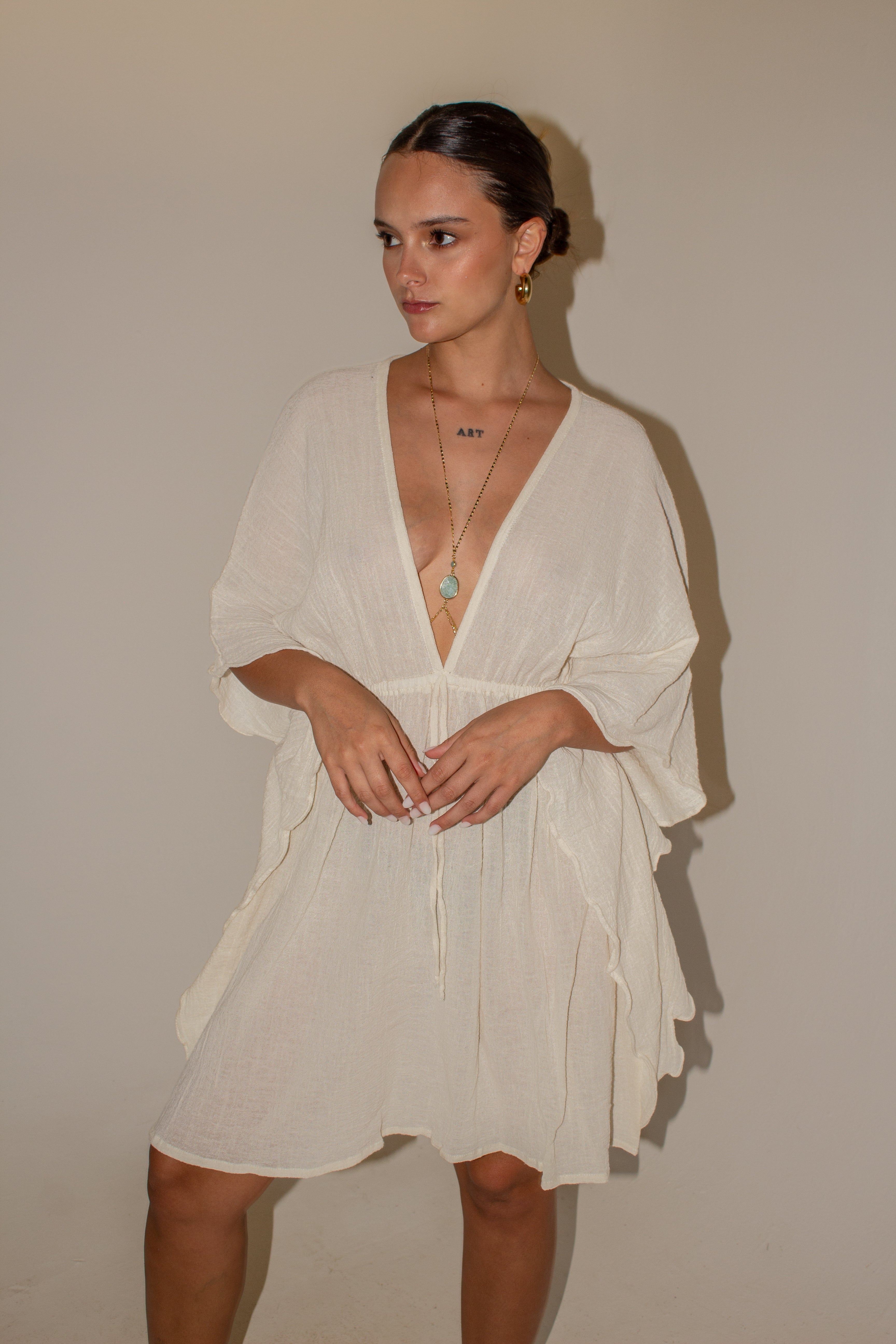 Aurora Short Chiffon Dress with Side Ruffles