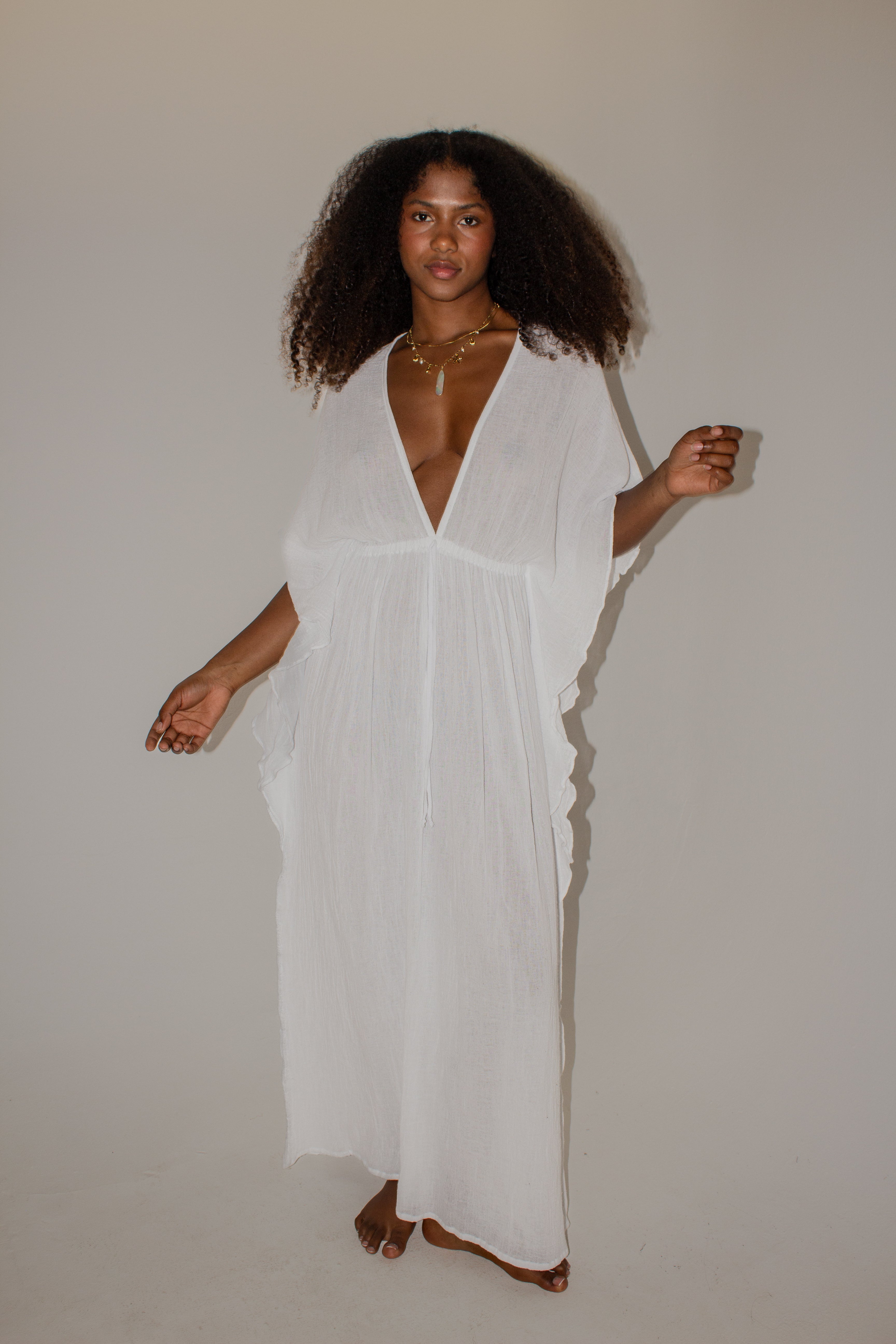 Aurora Long Chiffon Dress with Side Ruffles