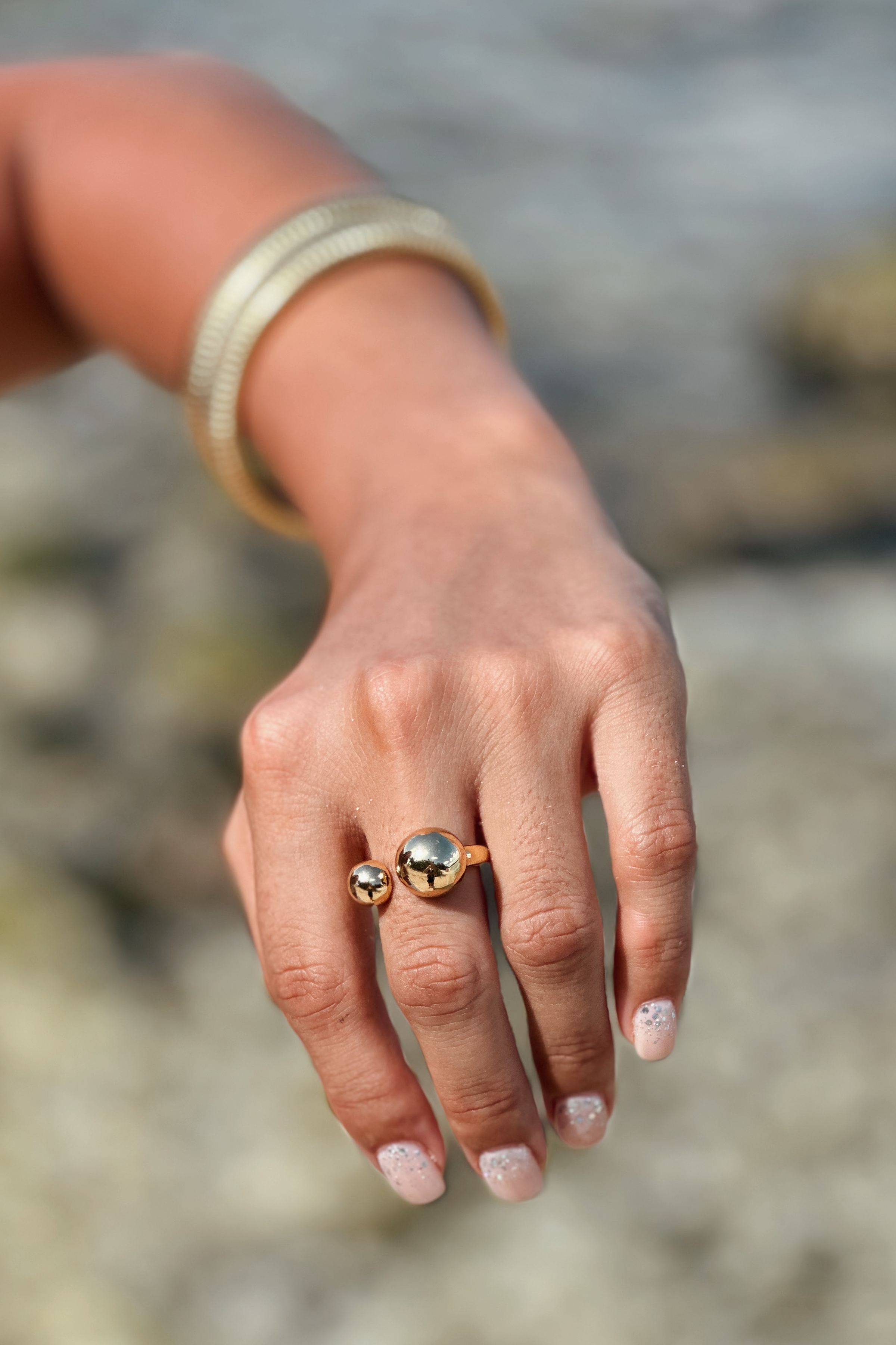 Anillo Chunky Pequeño de Oro Laminado