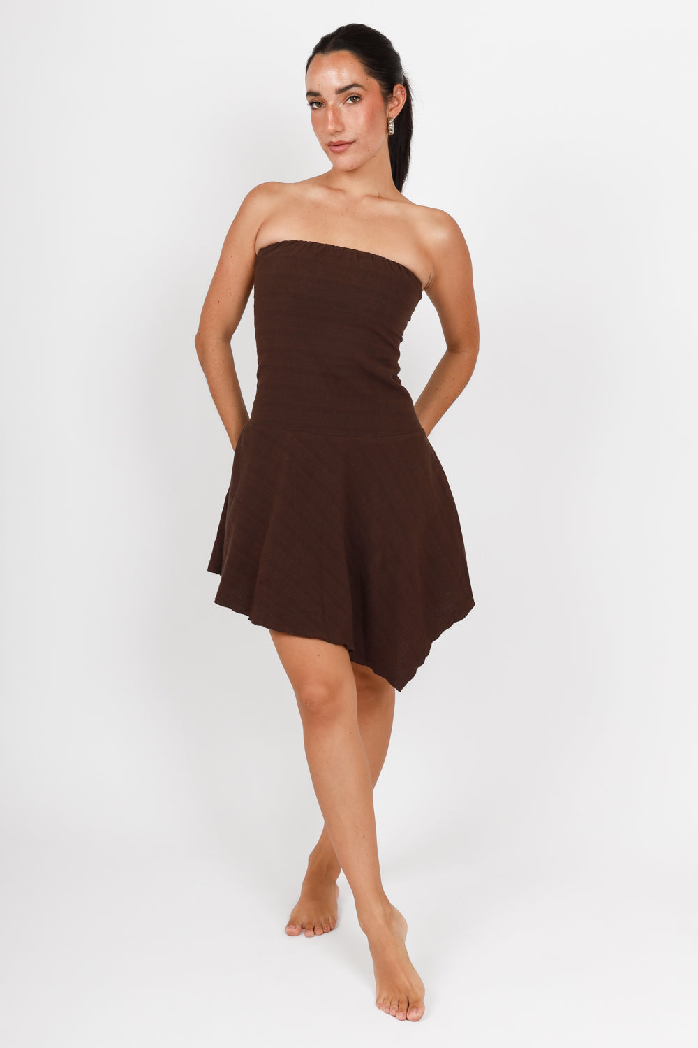 Vestido Bahía Strapless con Ajuste en Espalda