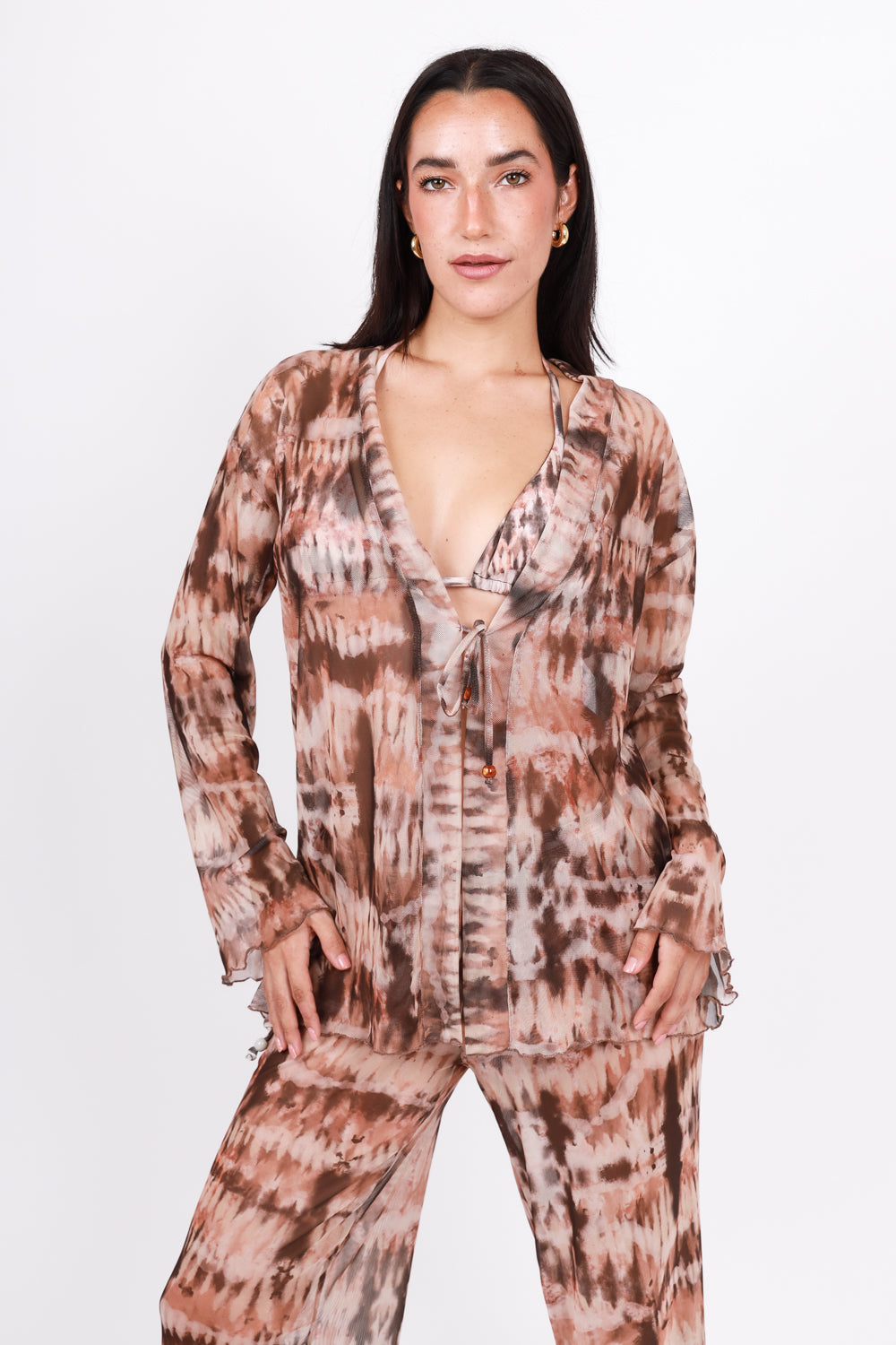 Set de Kimono Desierto con Pantalón Rio de Mesh