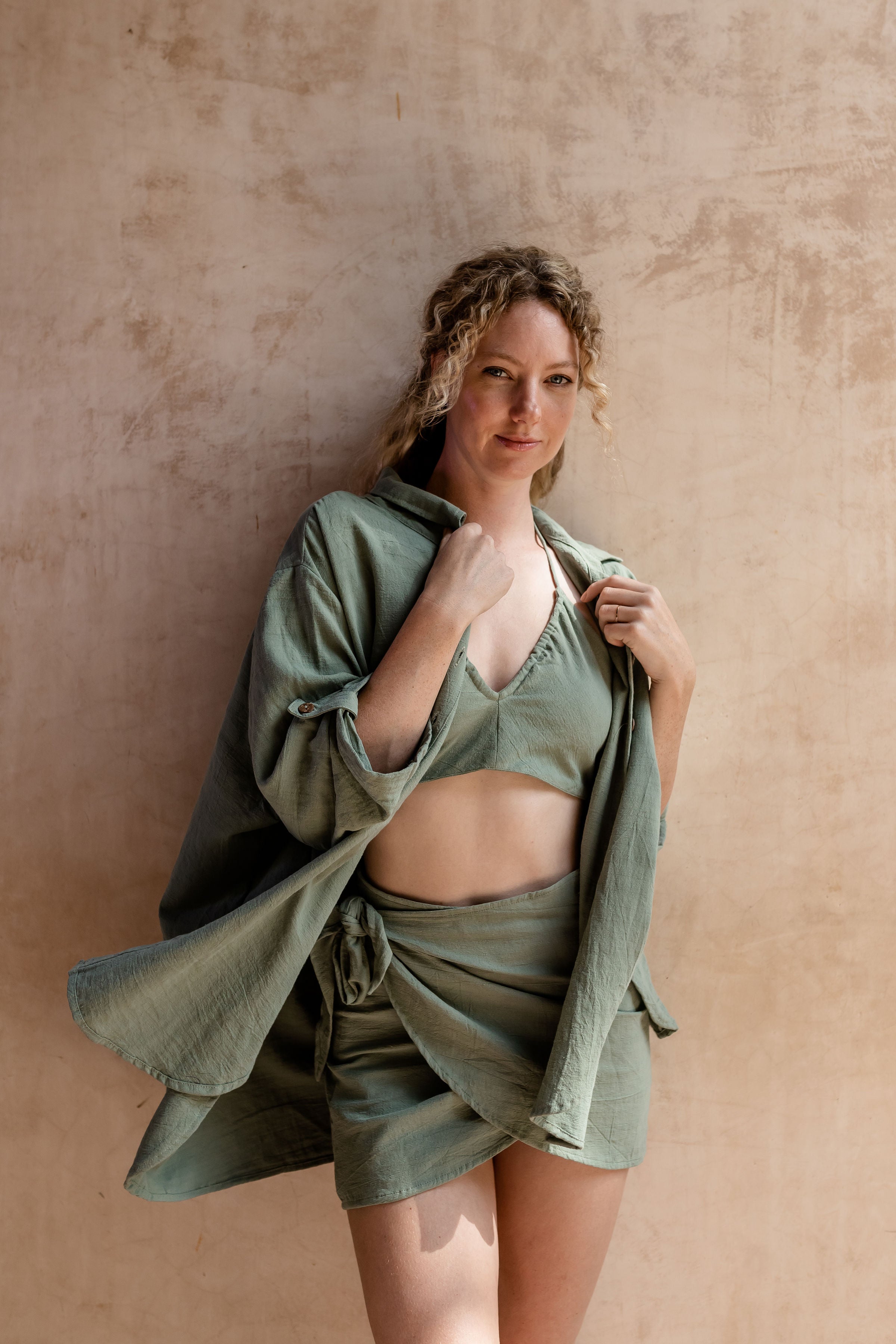 Set Camisa Gala de Lino Con Pareo Noa