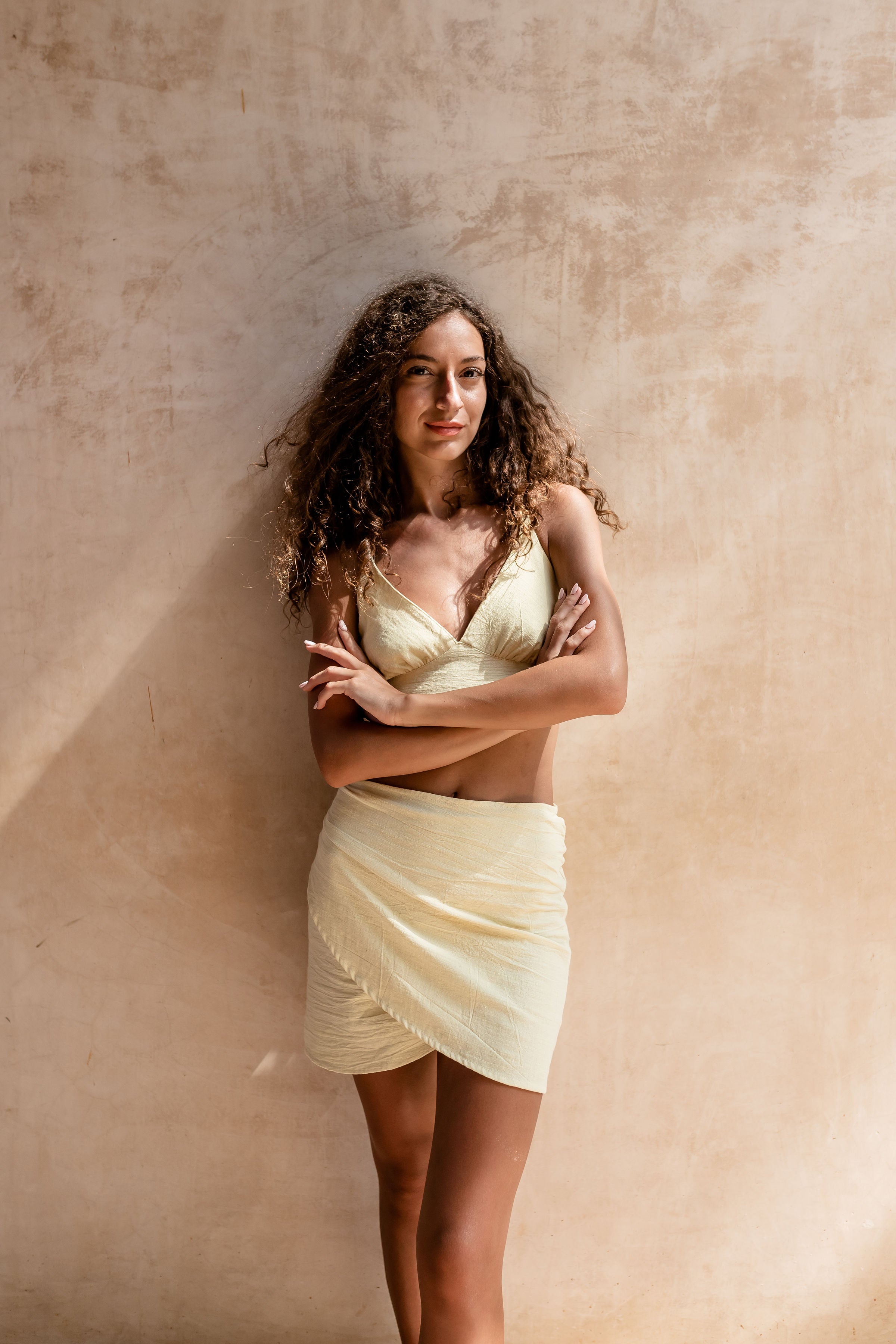 Noa Short Linen Skirt with Tie