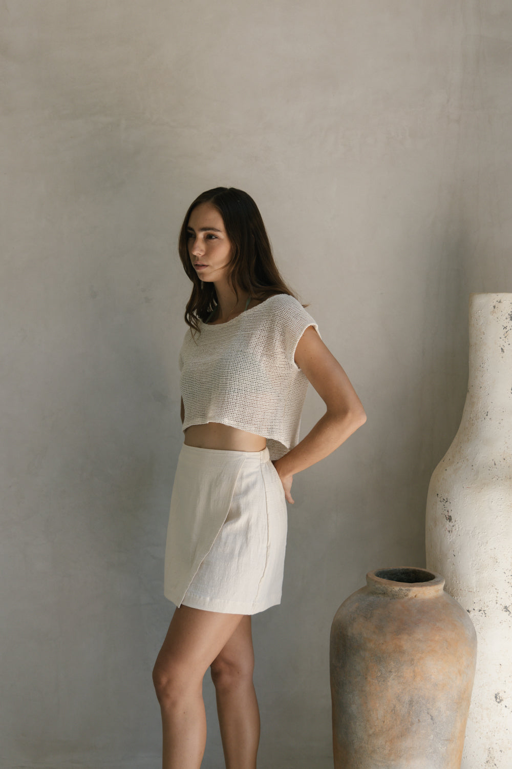 Short Adjustable Linen Skirt Nerea