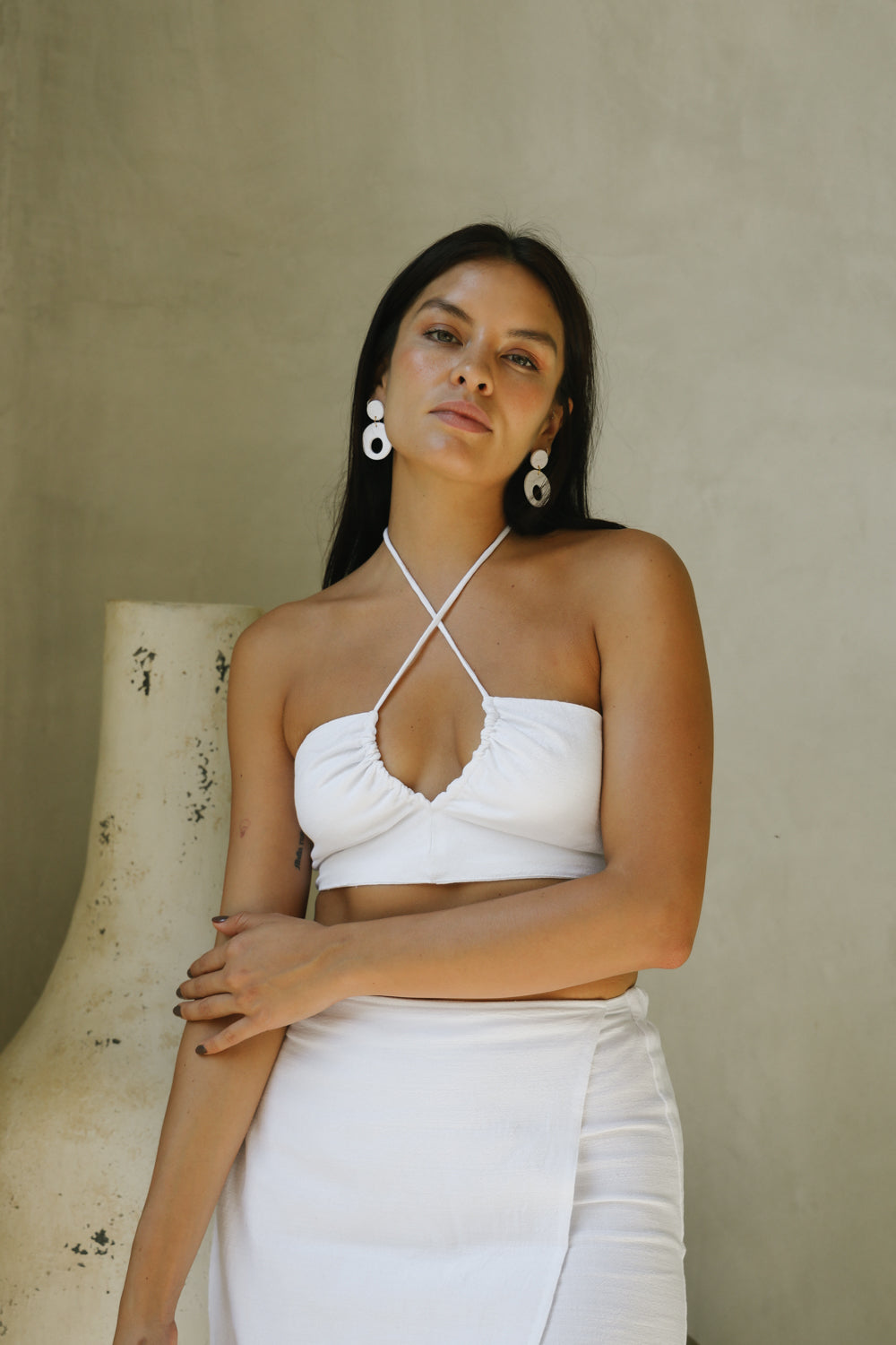 Linen Top with Elastic Neus