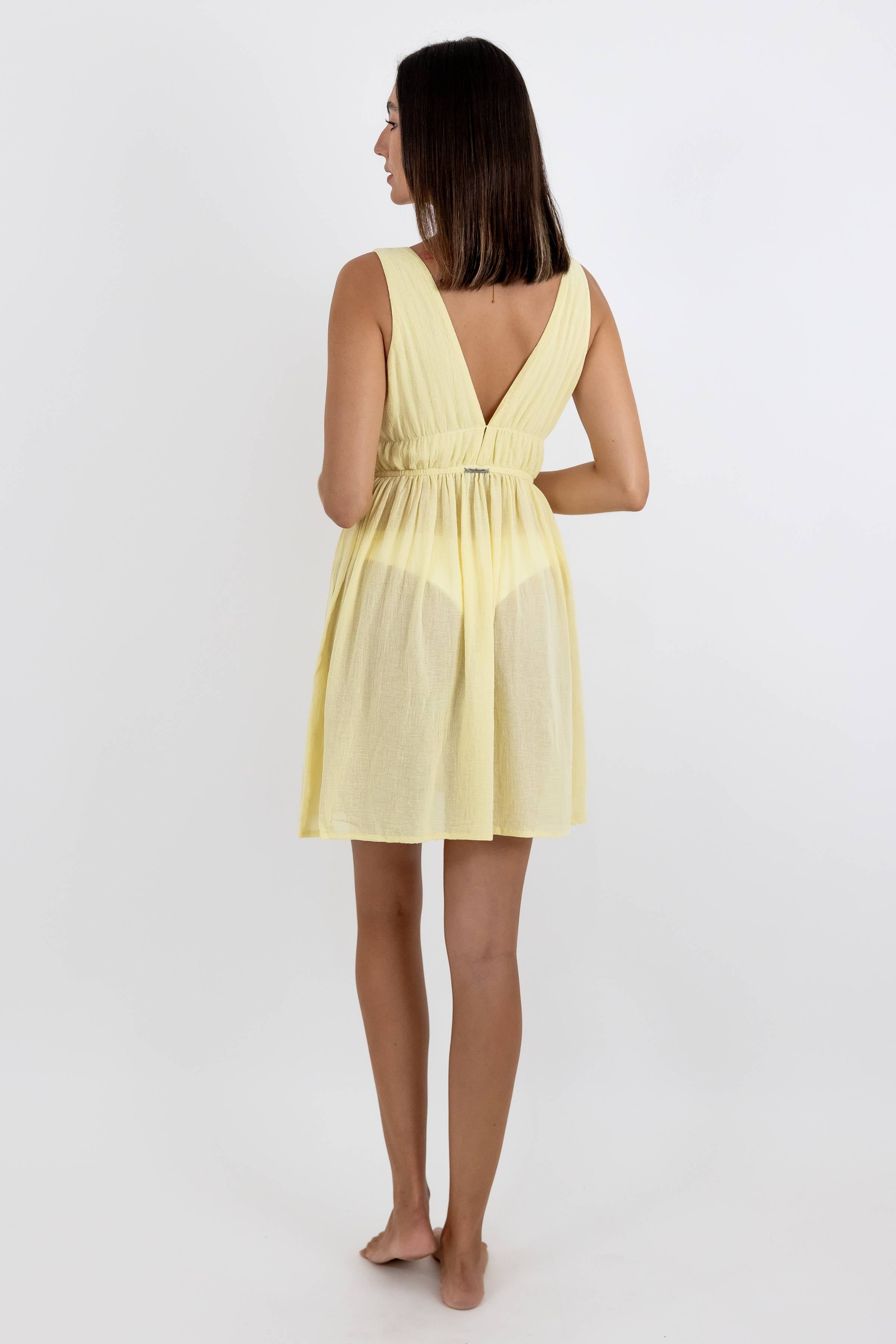 Vestido Estela de Gasa Corto sin Mangas