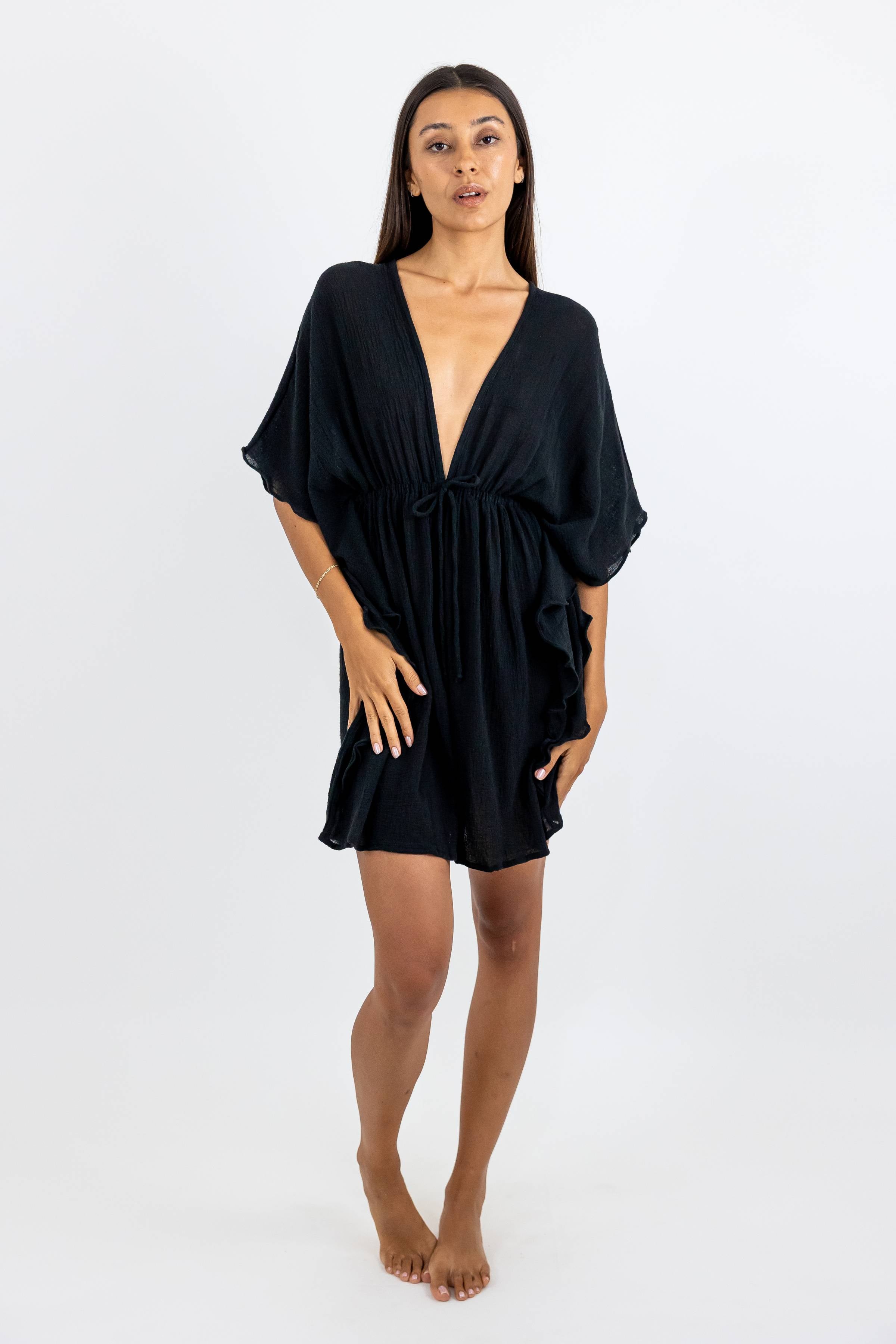 Vestido Aurora de Gasa Corto con Olanes Laterales