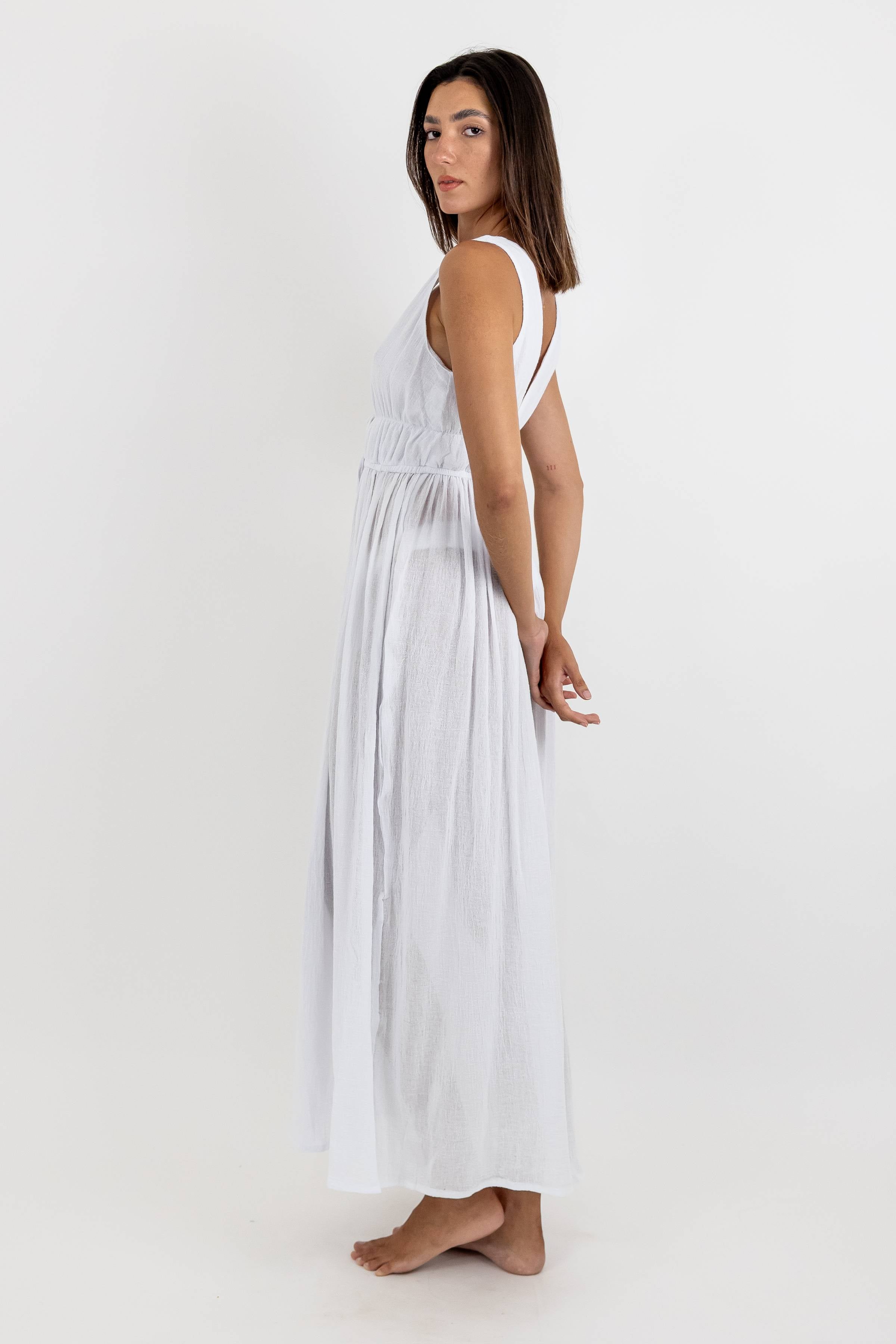 Estela Long Sleeveless Chiffon Dress