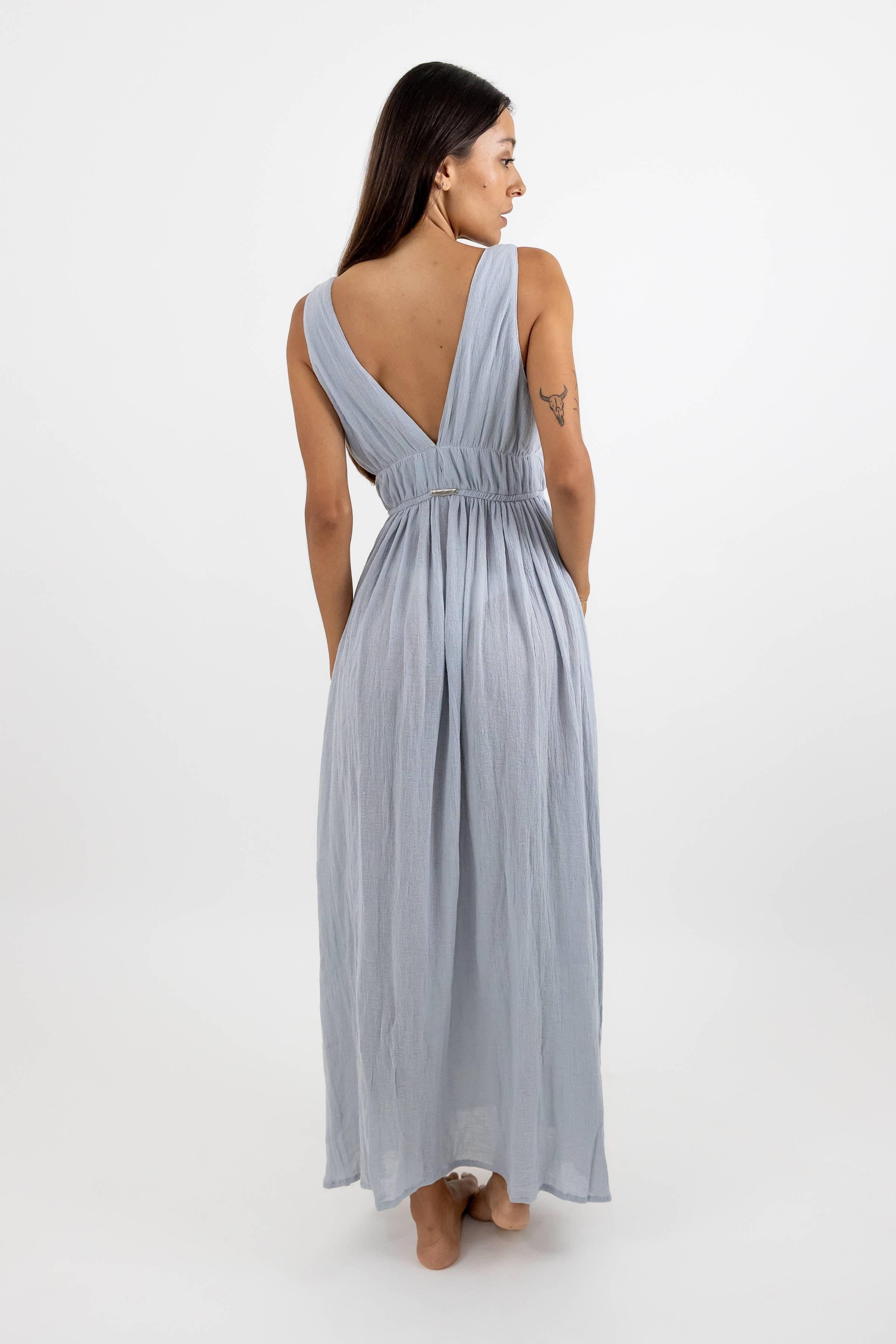 Estela Long Sleeveless Chiffon Dress