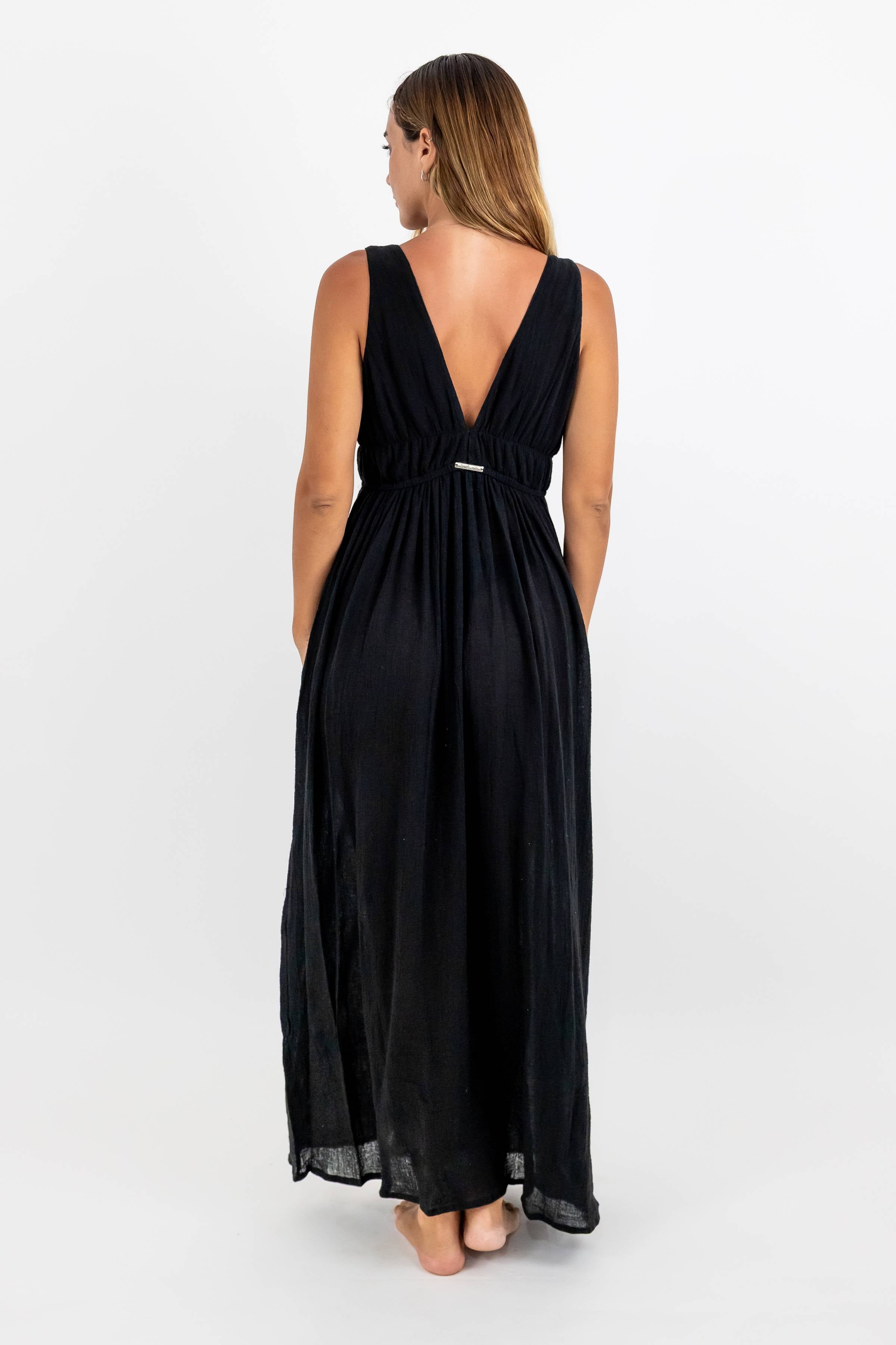 Estela Long Sleeveless Chiffon Dress