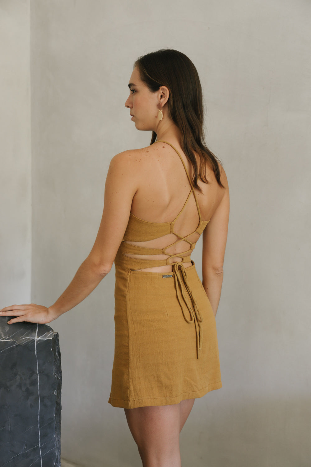 Short Adjustable Linen Dress Jara