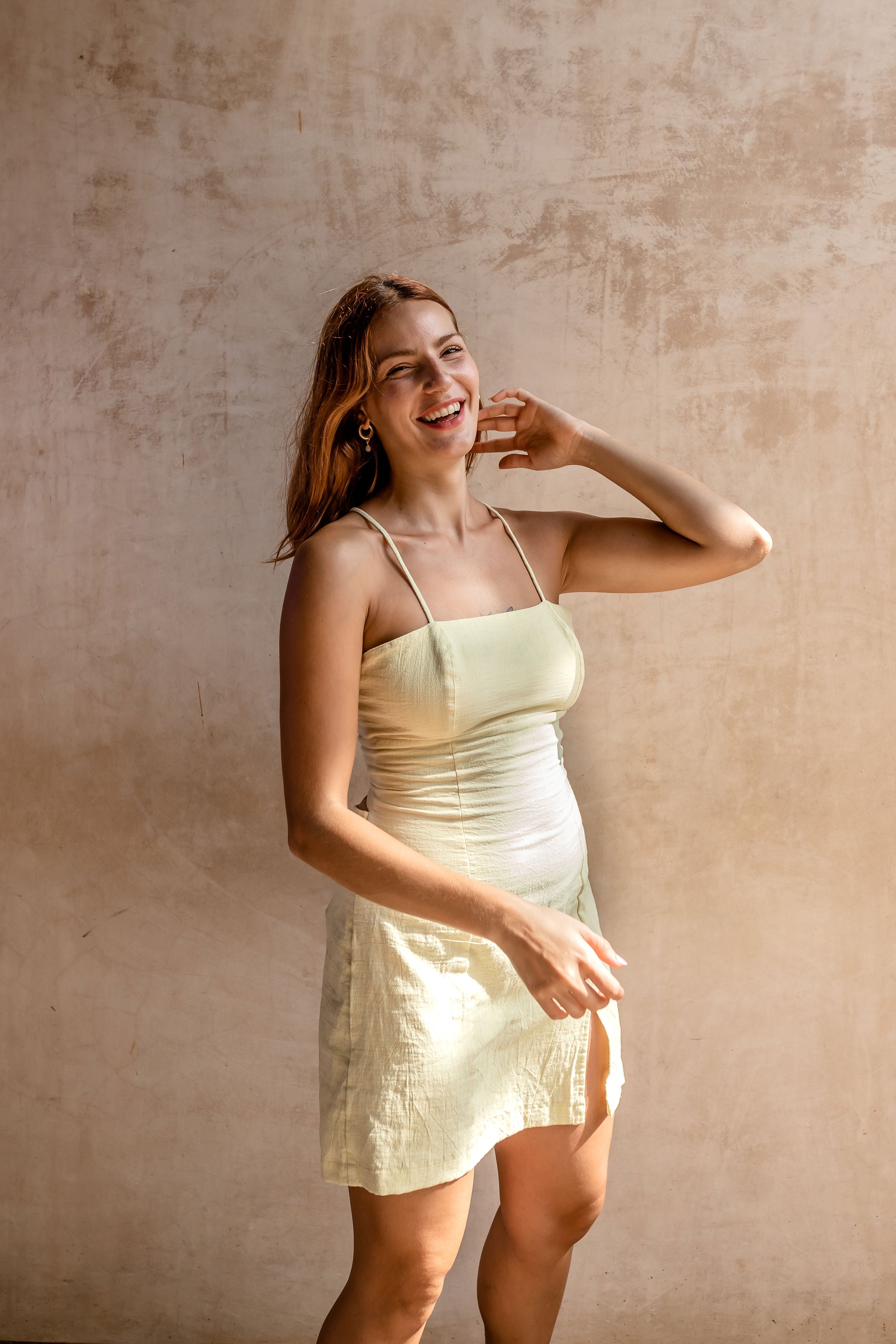 Short Adjustable Linen Dress Jara