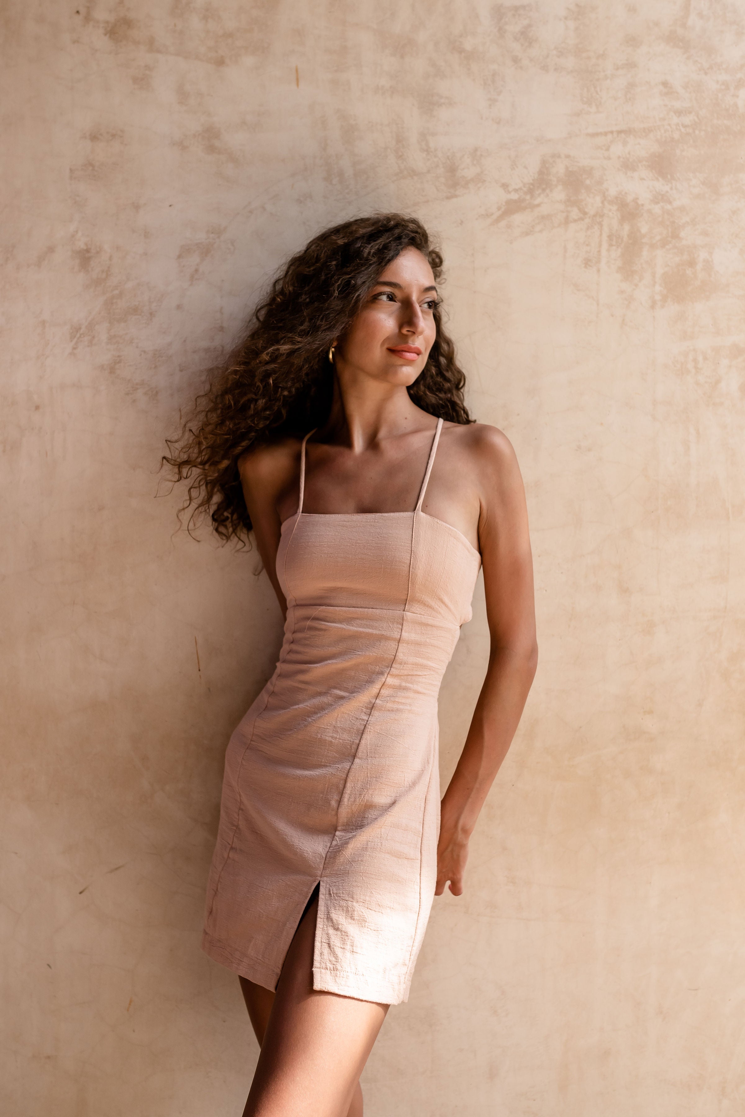 Short Adjustable Linen Dress Jara