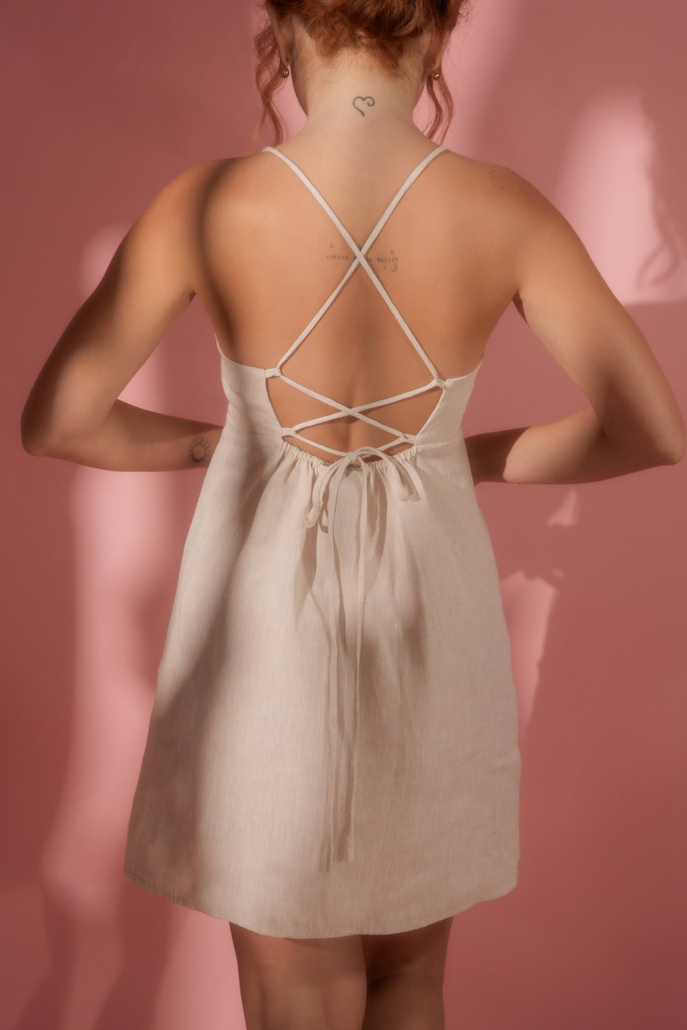 Vestido Celeste de Lino Ajustable Sandmade