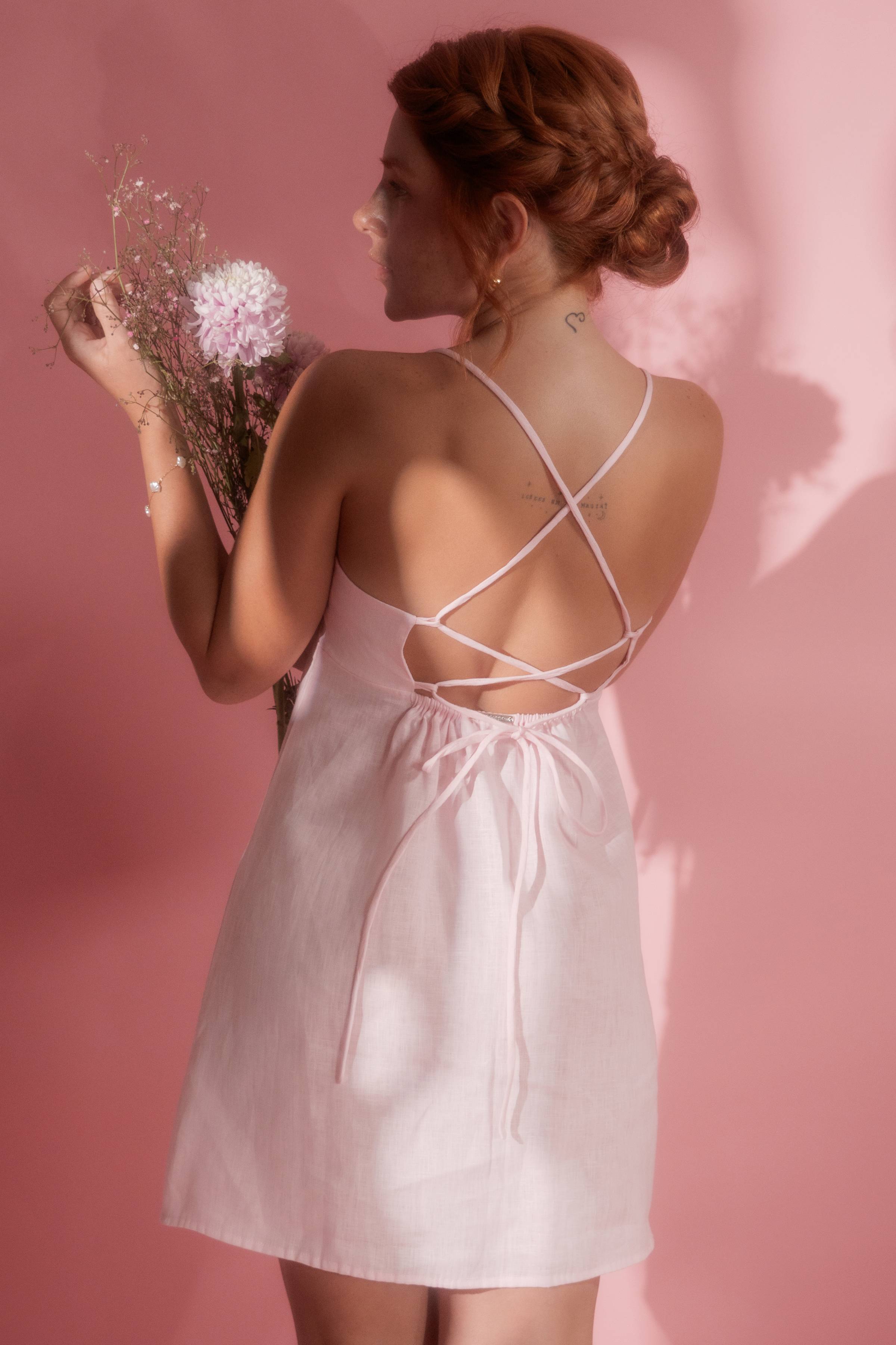 Vestido Celeste de Lino Ajustable Sandmade
