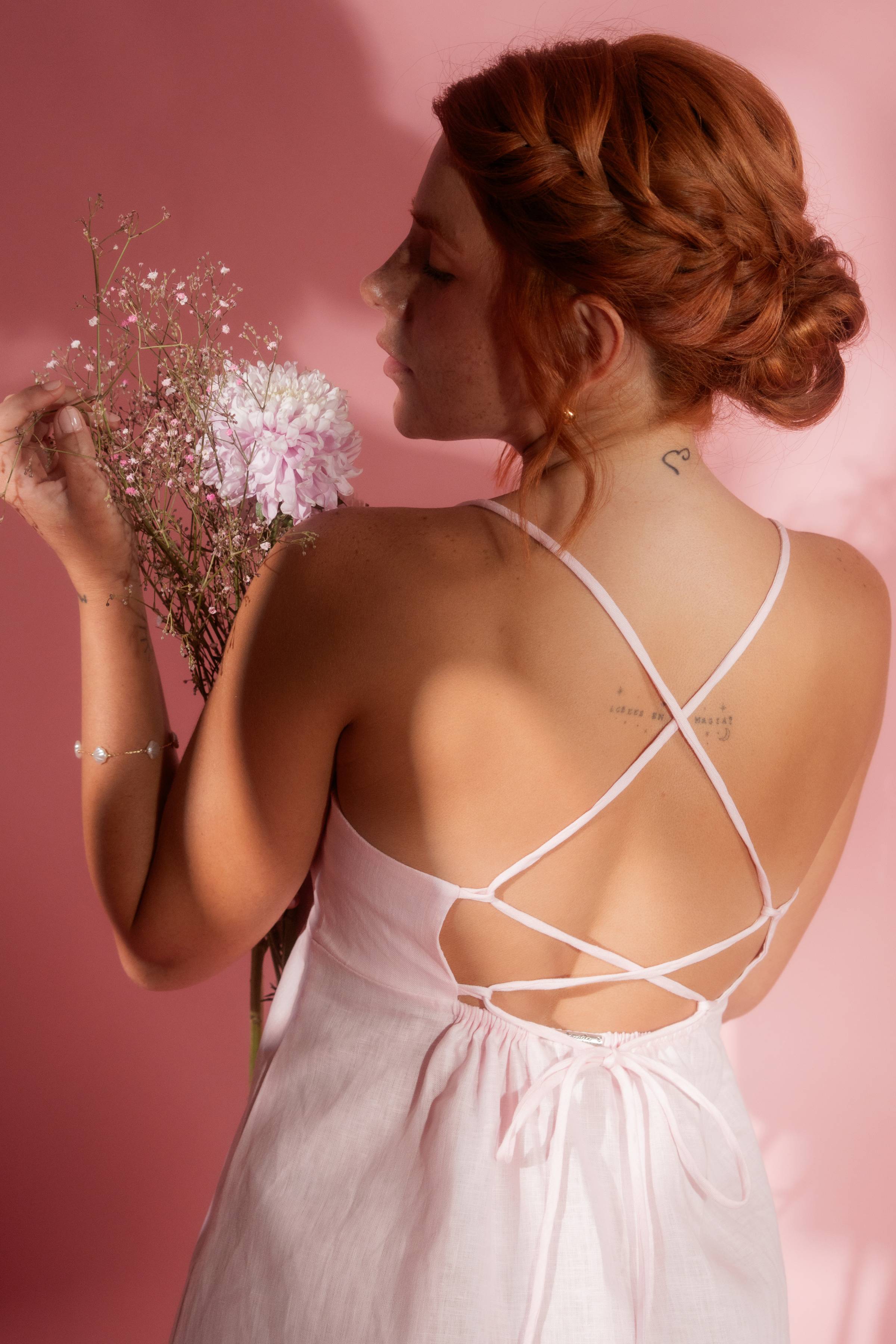 Vestido Celeste de Lino Ajustable Sandmade