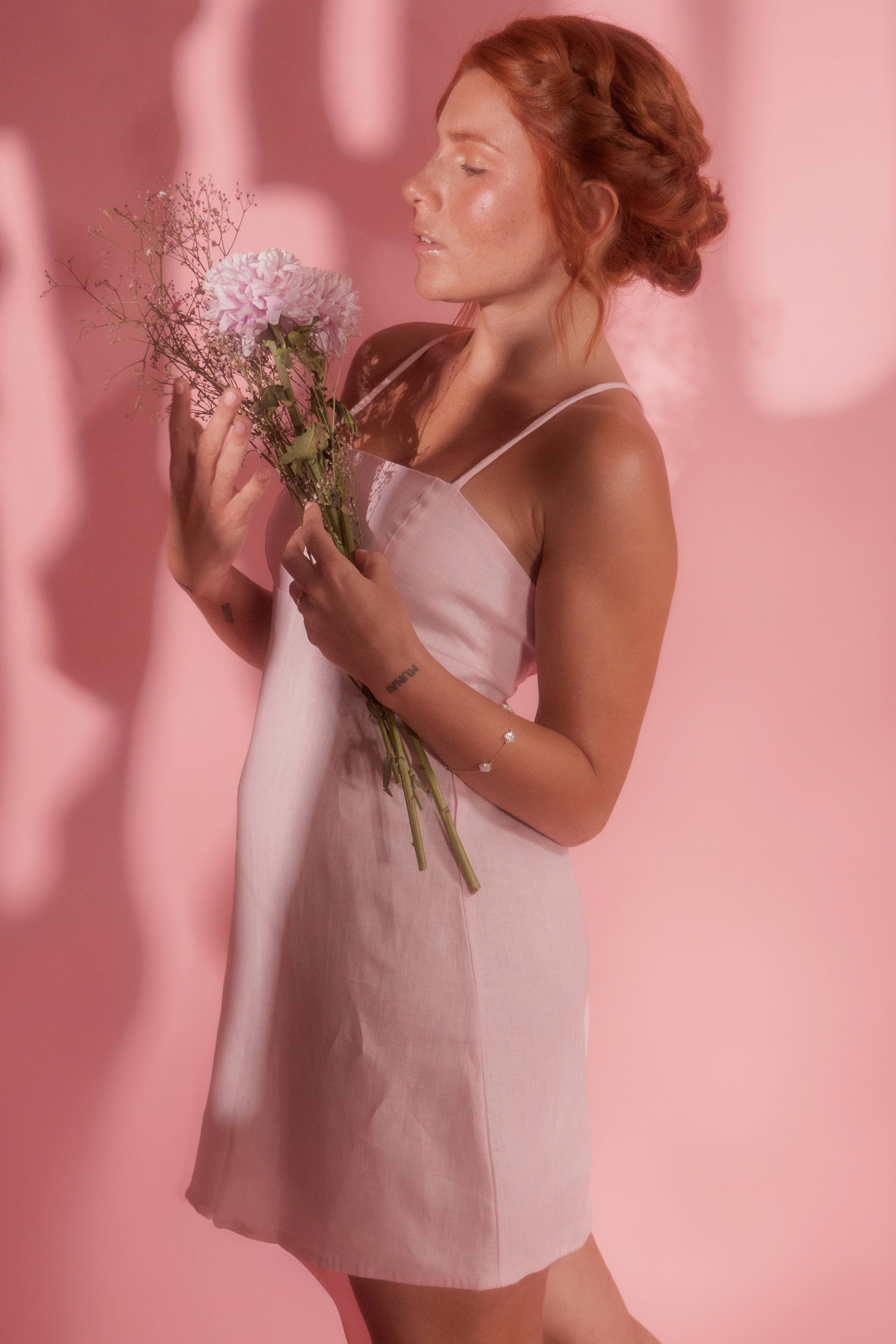 Vestido Celeste de Lino Ajustable Sandmade