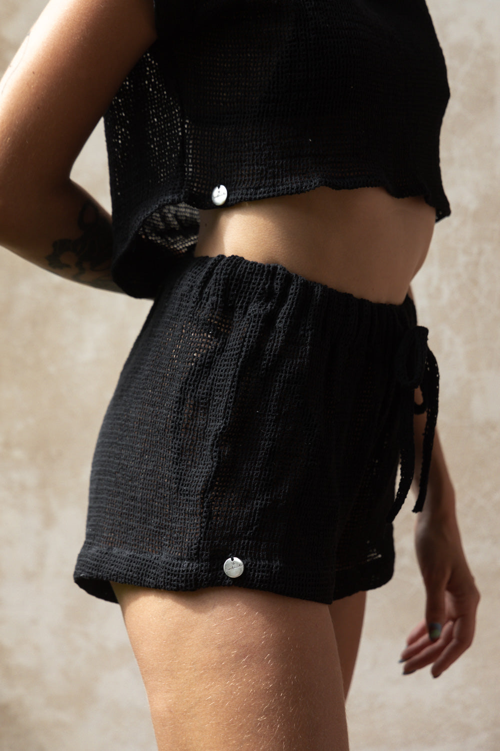 Siena Fishnet Shorts with Adjustable Straps