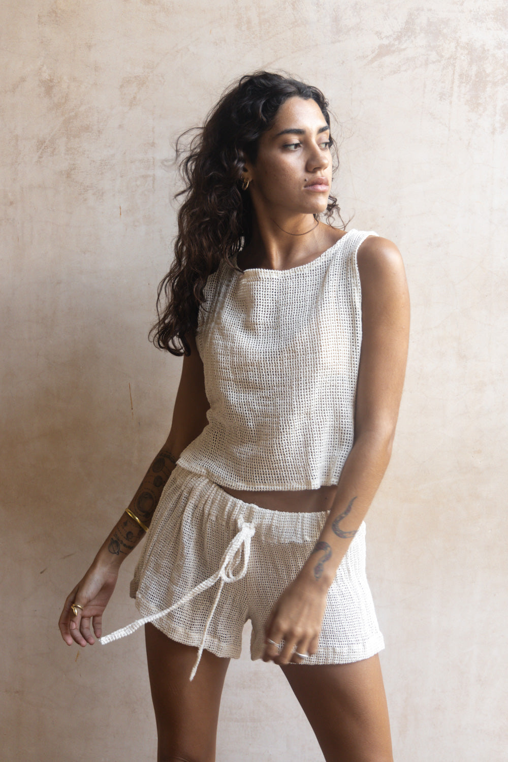 Siena Fishnet Shorts with Adjustable Straps