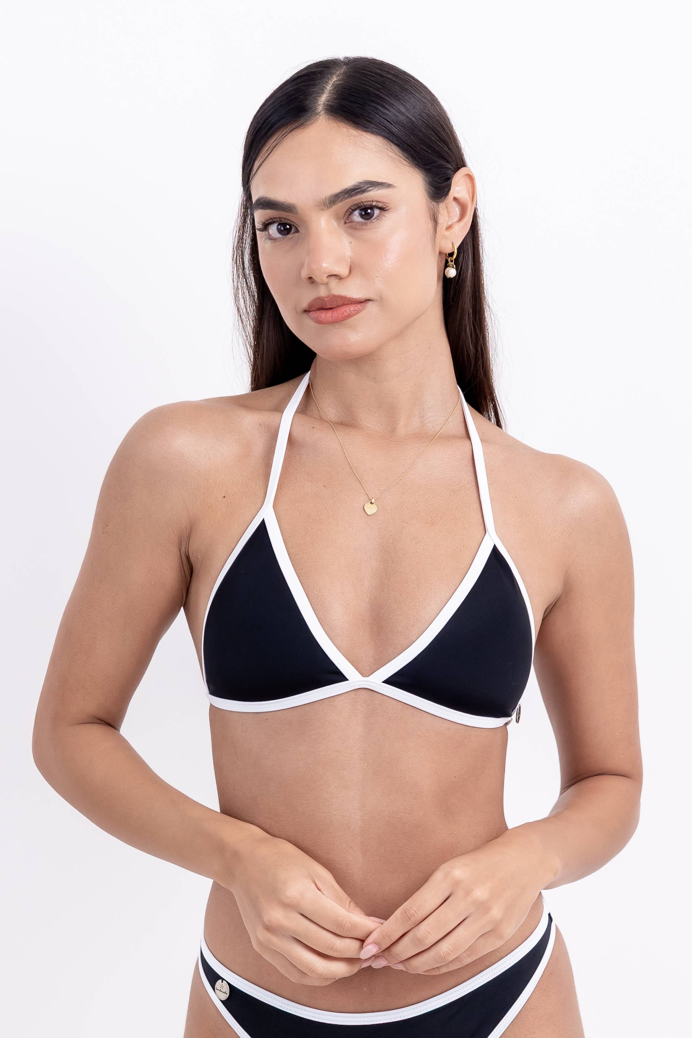 Top de Bikini Olivo Triangular con Bies Sandmade