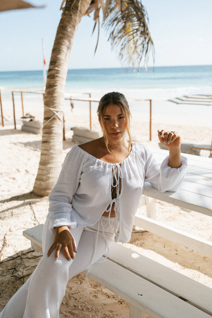 Blusa Amanecer de Algodón con Puños en Mangas