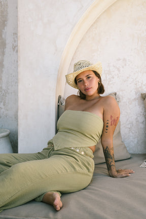 Serena Pants and Amalia Strapless Top Set in Manta Cotton