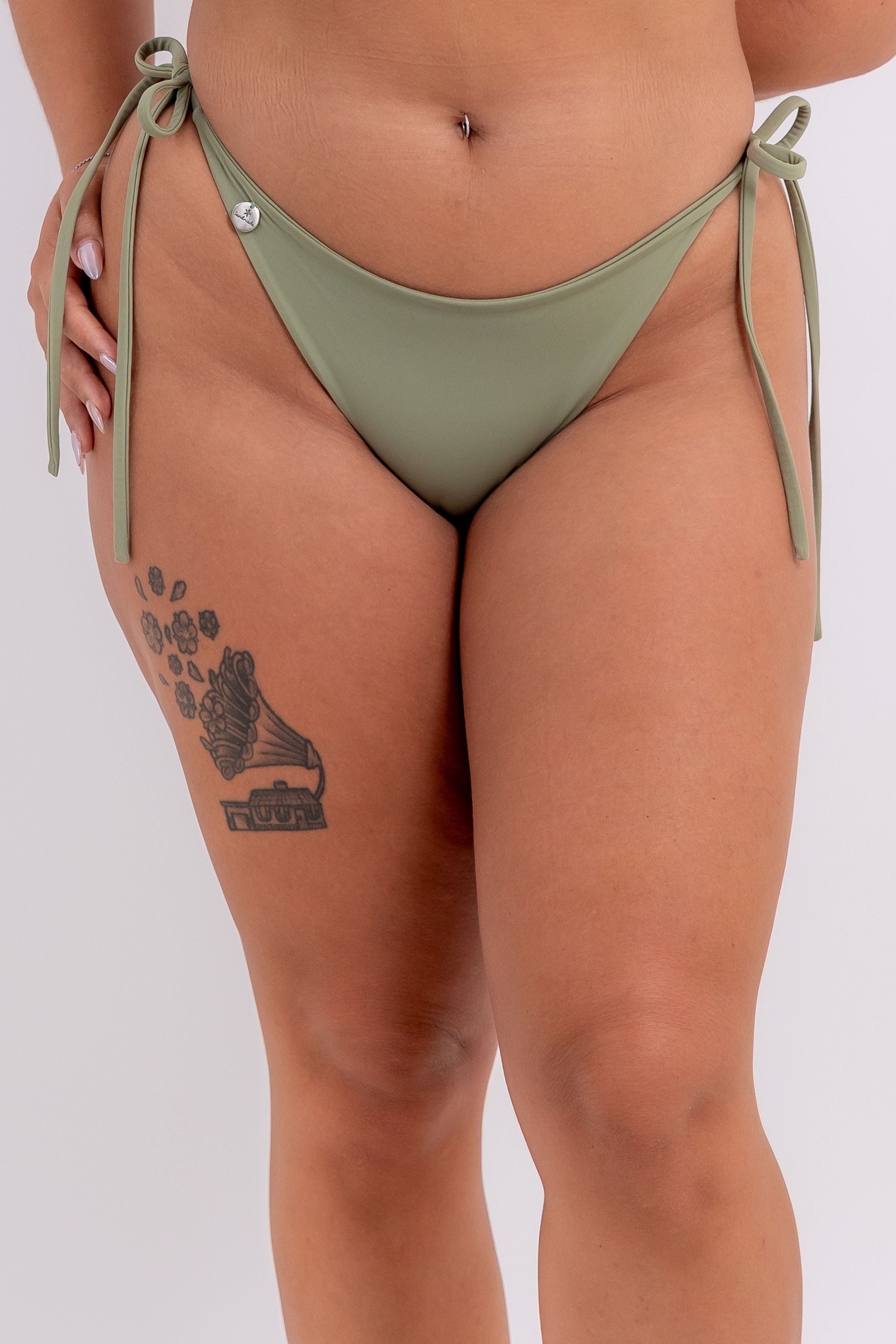 Pia Bikini Bottom with Tie and Ruched Sides Sandmade