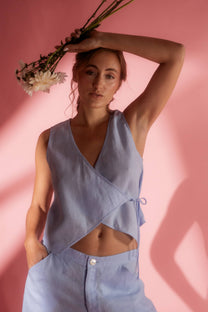 Sandmade Adjustable Linen Illusion Vest