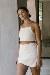Noa Short Manta Cotton Skirt with Tie
