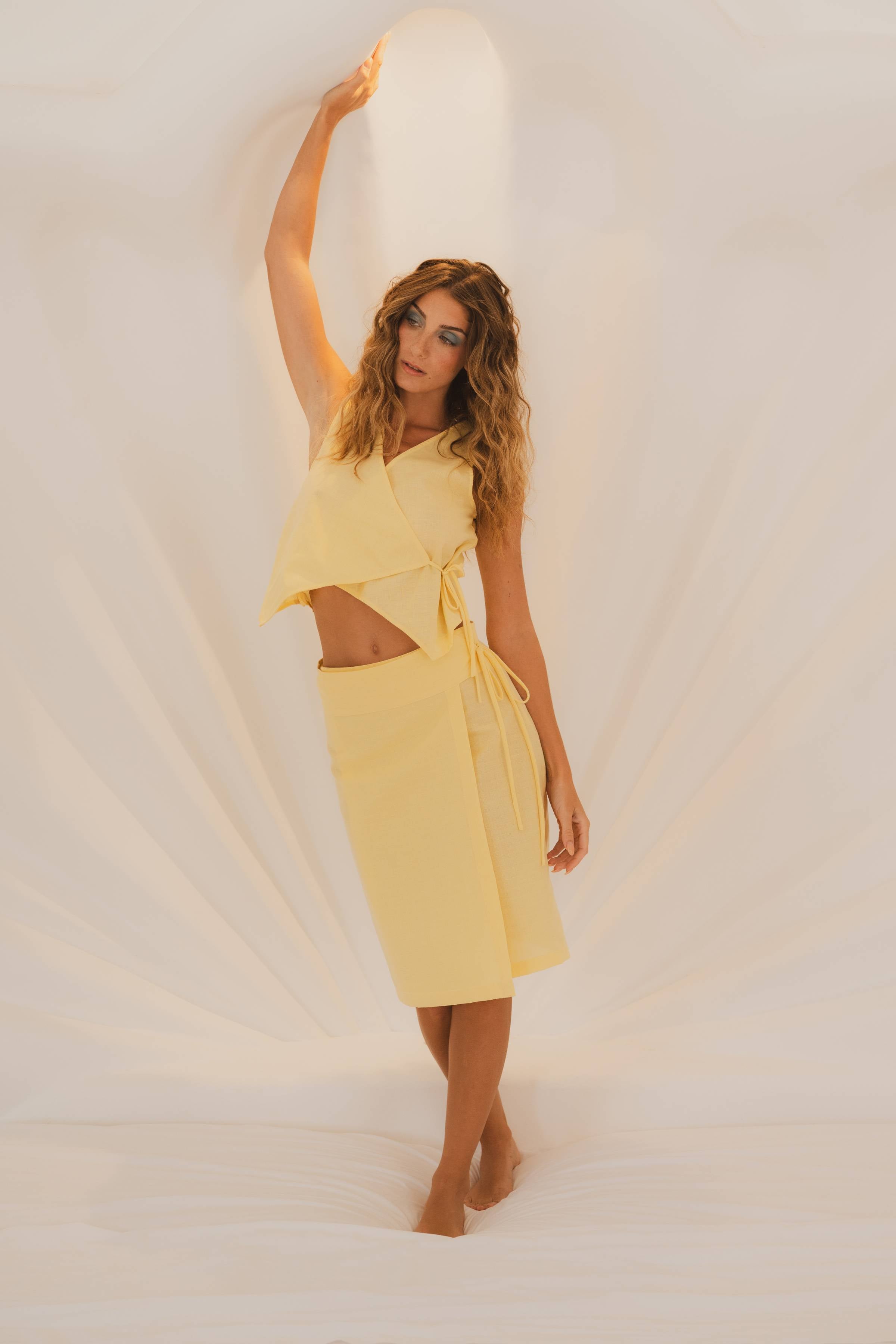 Falda Misterio Midi de Lino Ajustable Sandmade