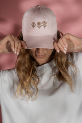 Embroidered Floral Beach Style Cap Sandmade