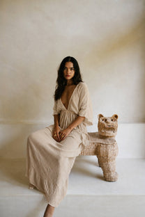 Aurora Long Chiffon Dress with Side Ruffles