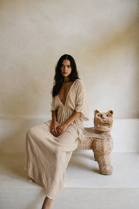 Aurora Long Chiffon Dress with Side Ruffles