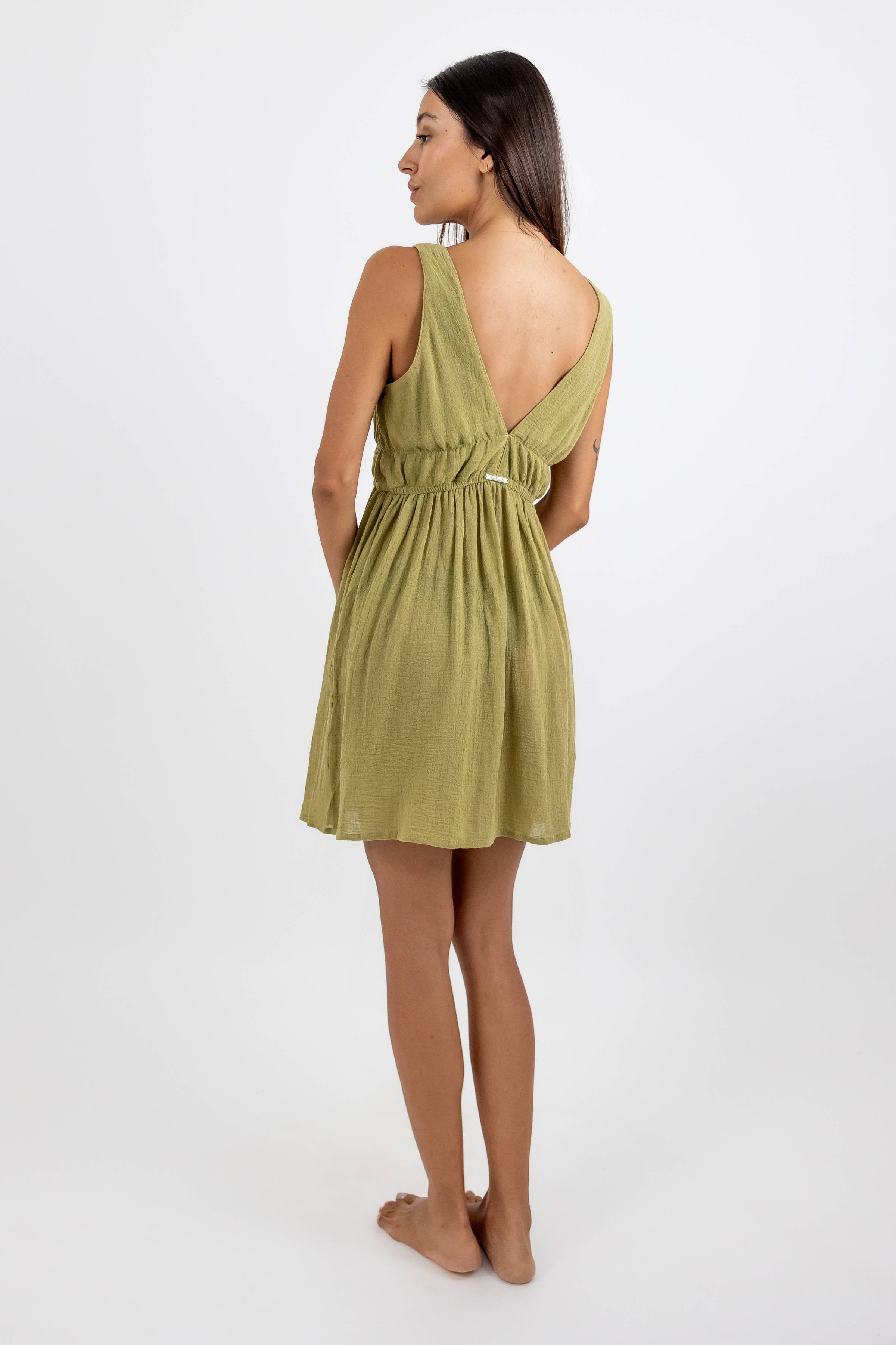 Vestido Estela de Gasa Corto sin Mangas
