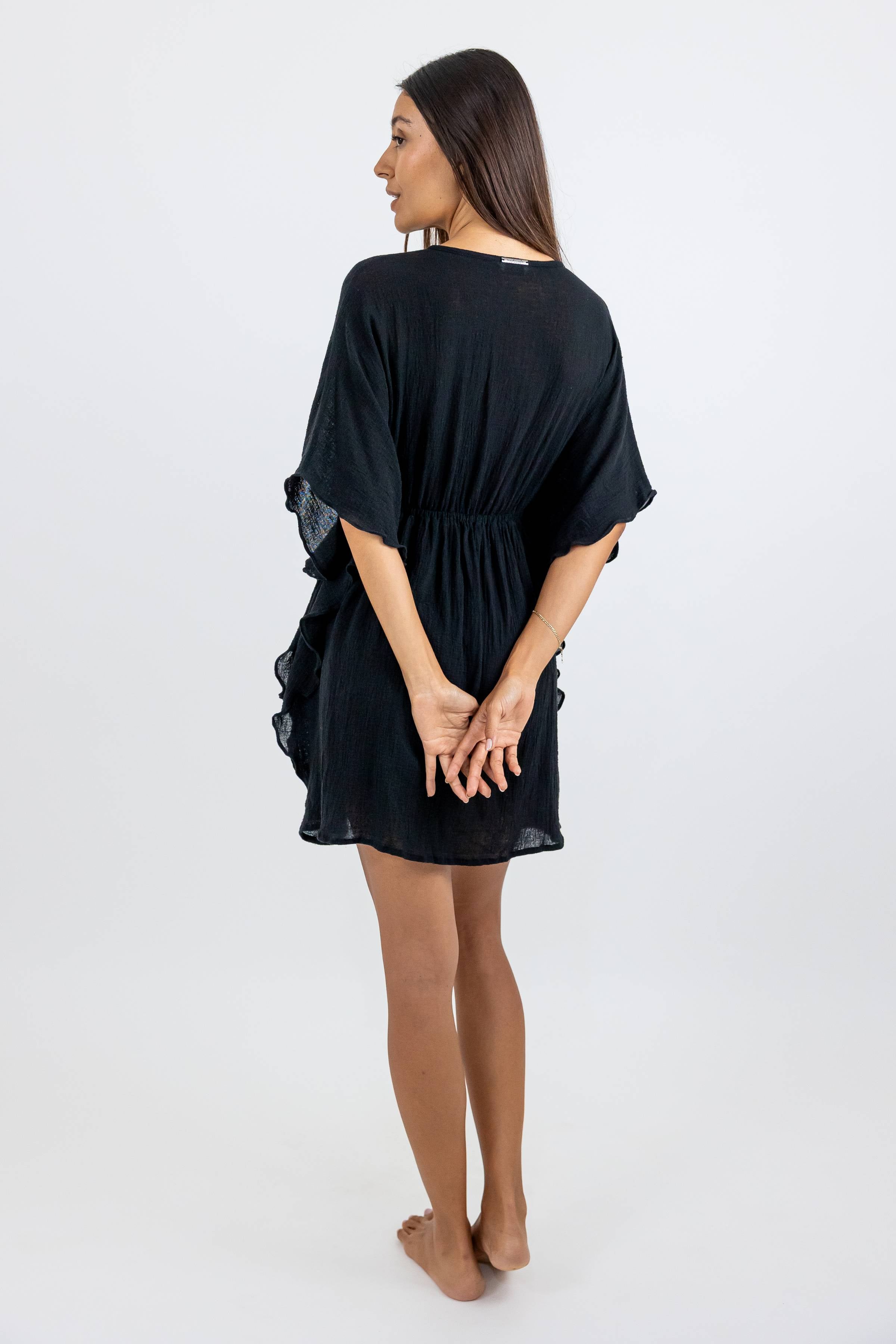 Vestido Aurora de Gasa Corto con Olanes Laterales