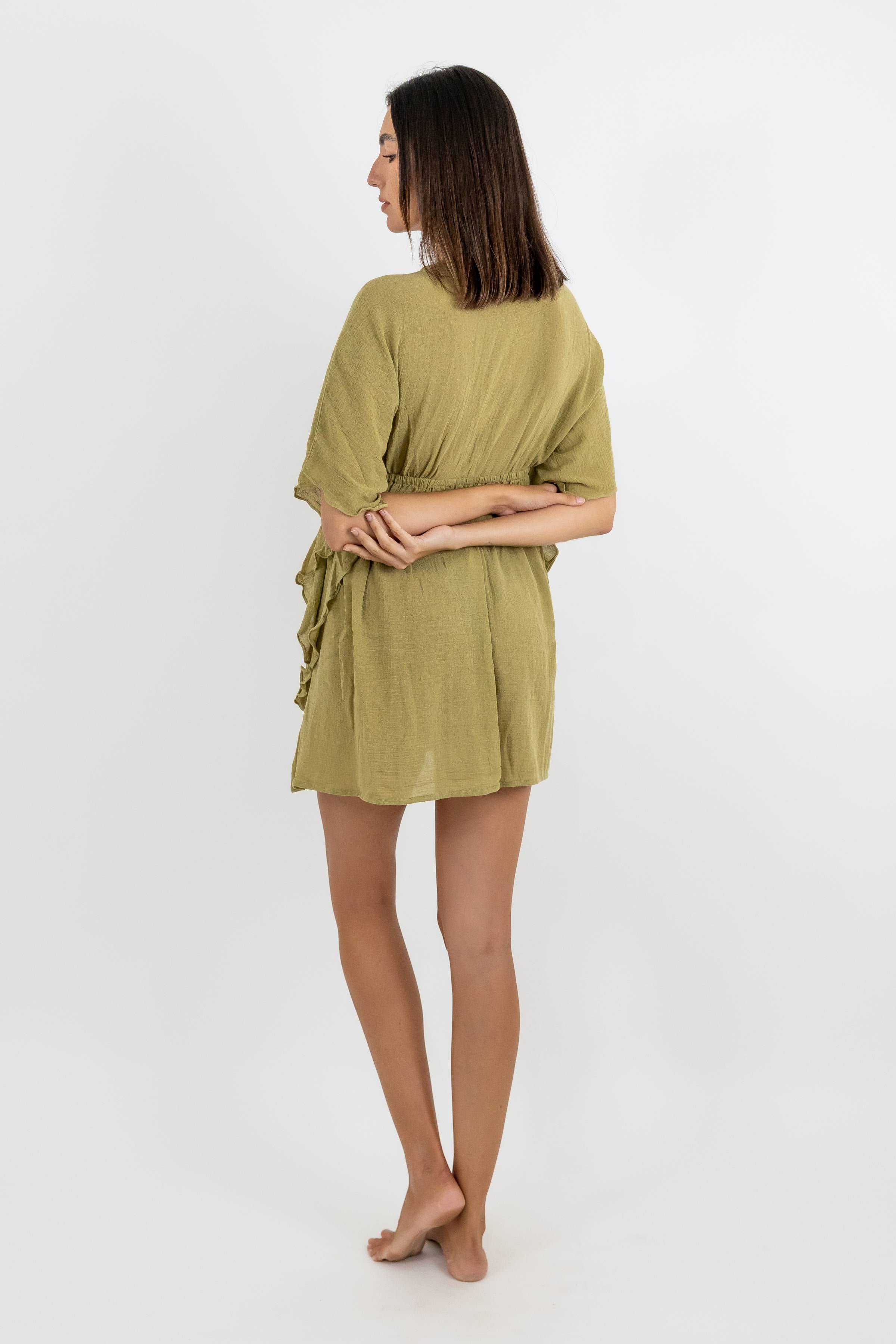 Vestido Aurora de Gasa Corto con Olanes Laterales