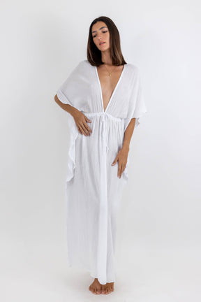 Aurora Long Chiffon Dress with Side Ruffles