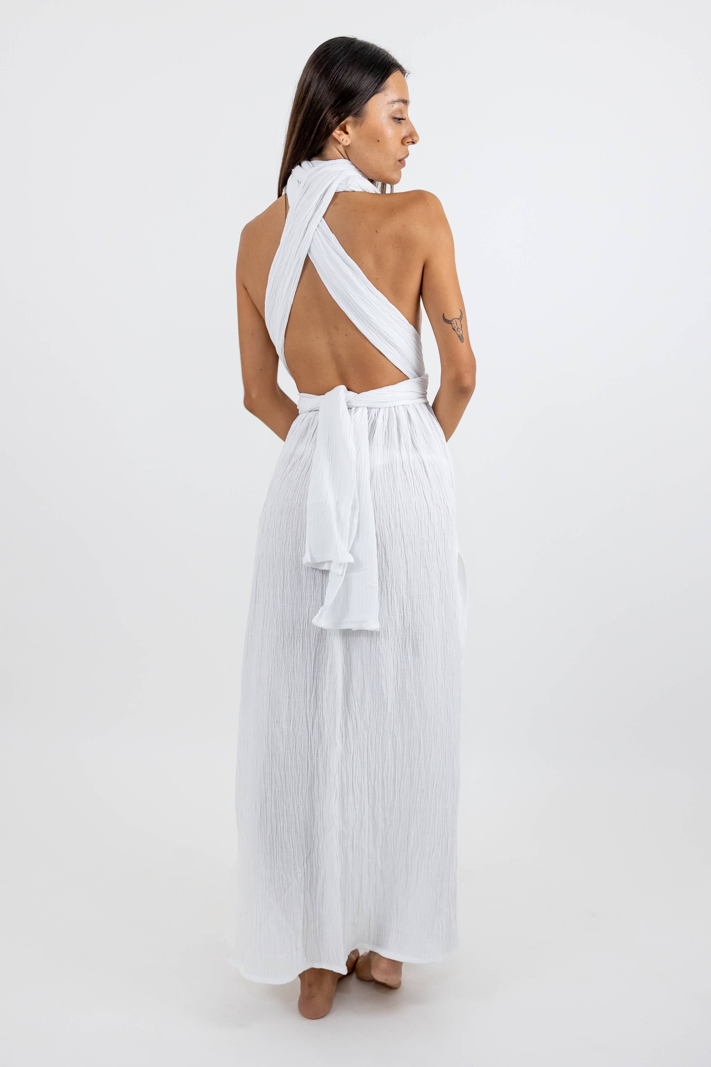 Vestido Coba de Algodón con Cintas Ajustables