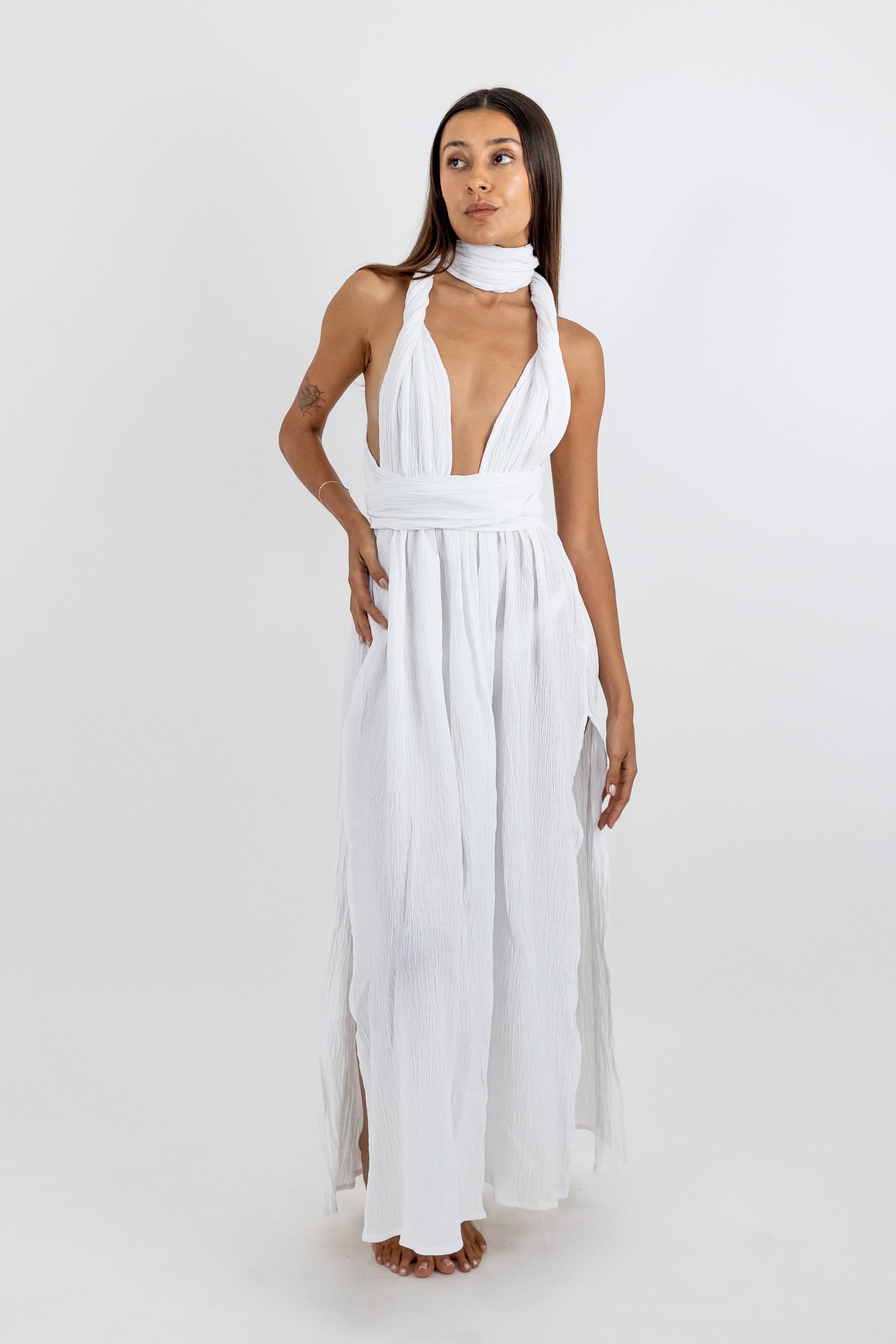 Vestido Coba de Algodón con Cintas Ajustables
