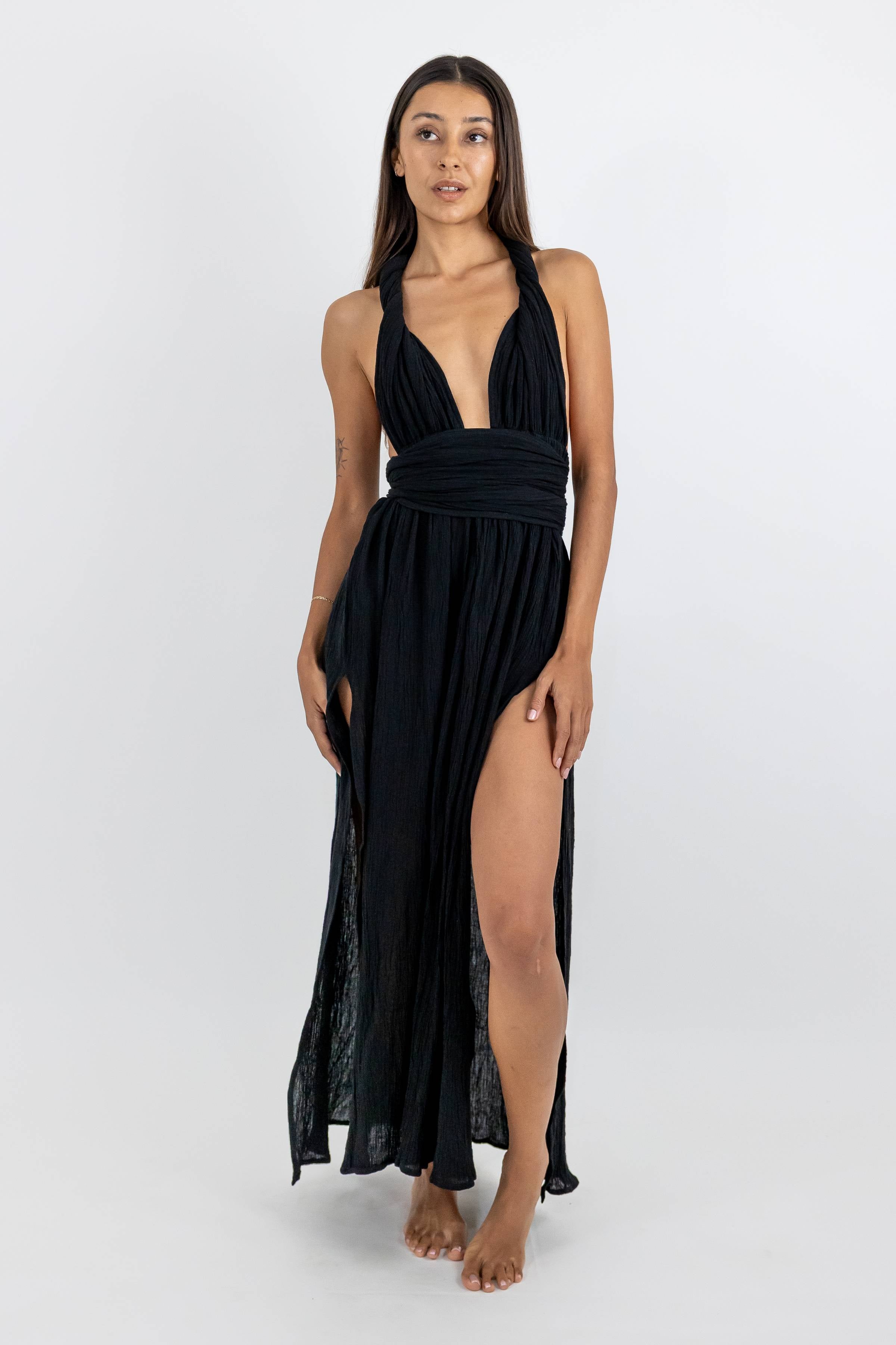 Vestido Coba de Algodón con Cintas Ajustables