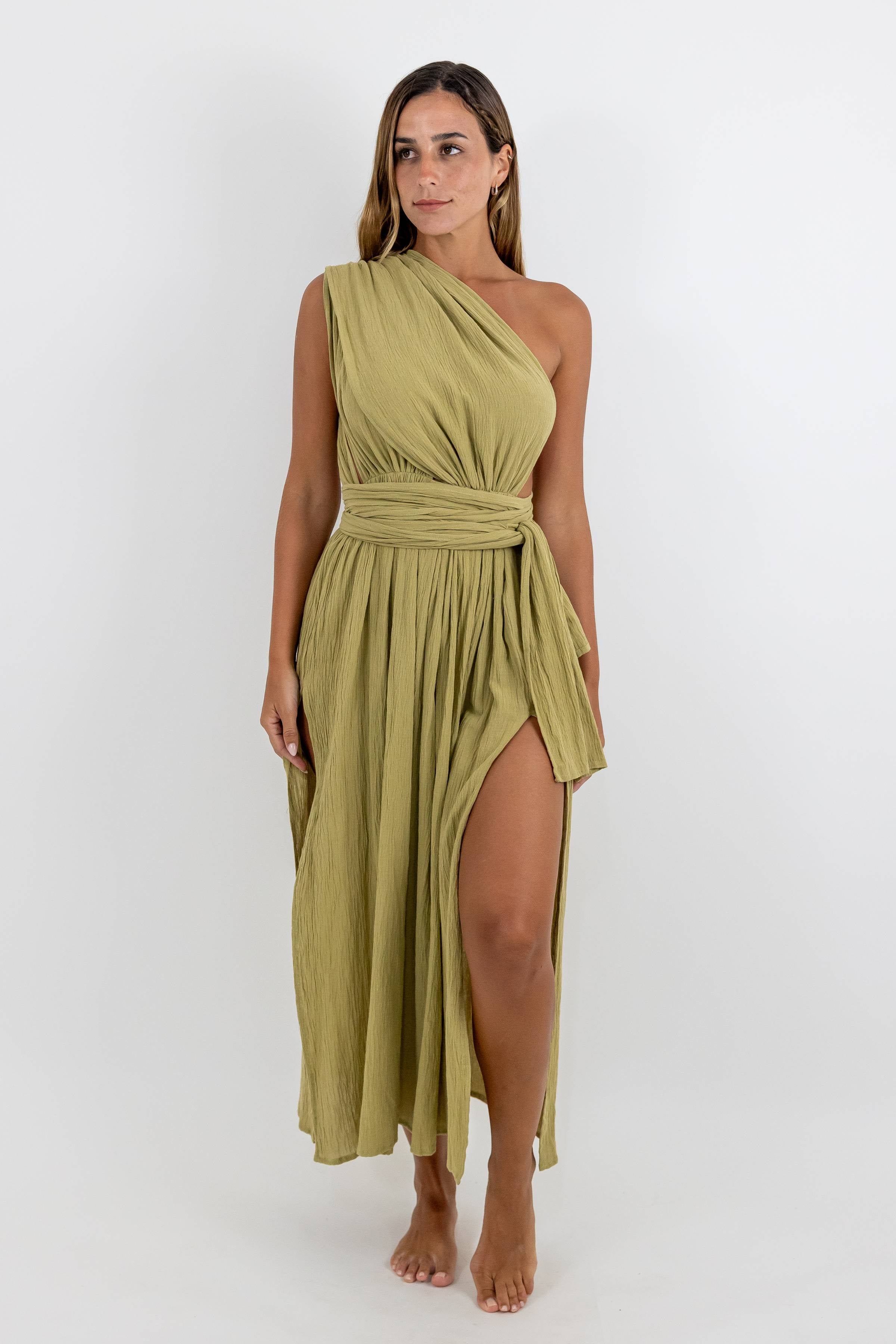Vestido Coba de Algodón con Cintas Ajustables